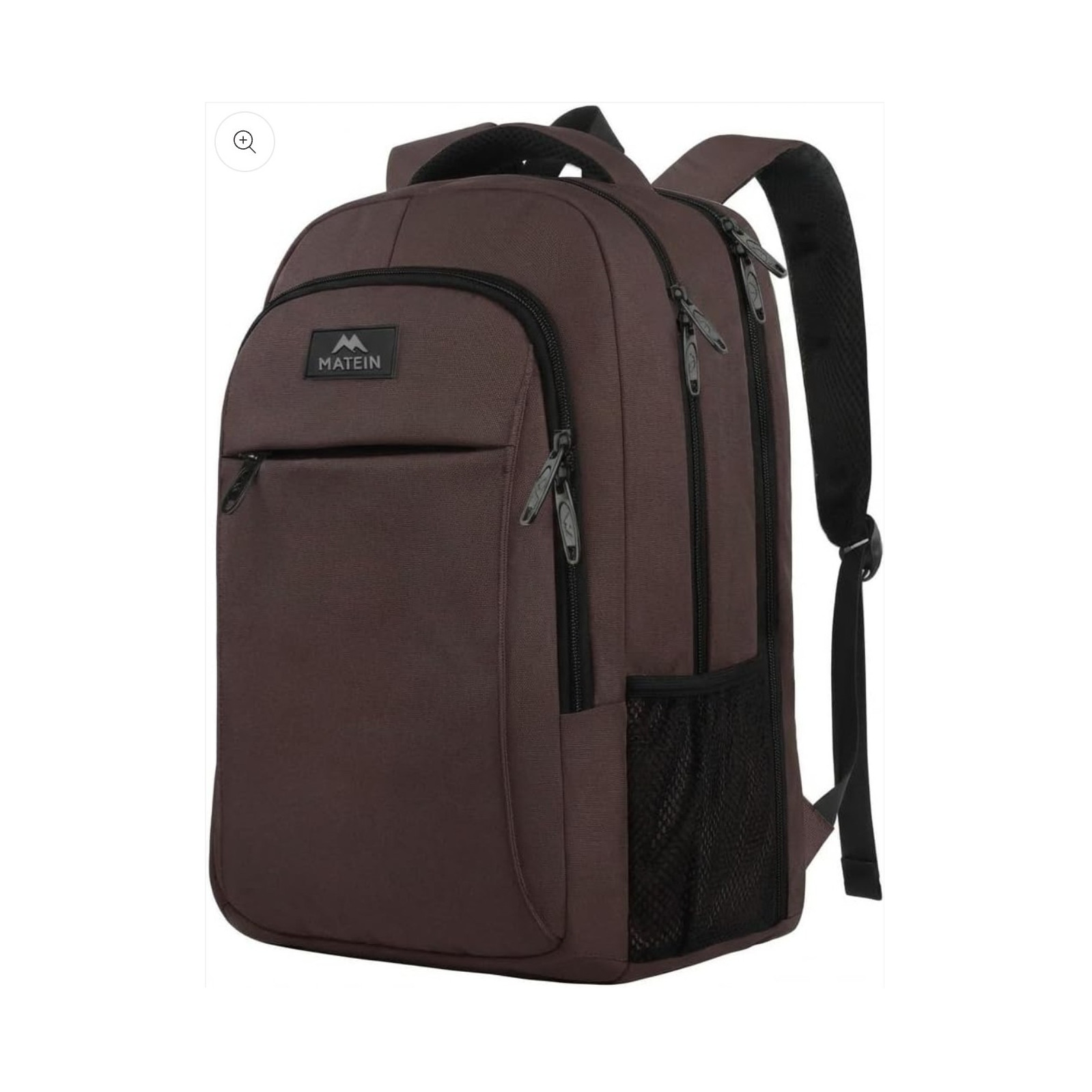 MATEIN Brown Polyester Laptop Backpack 17" Multi-Compartment Adjustable Straps