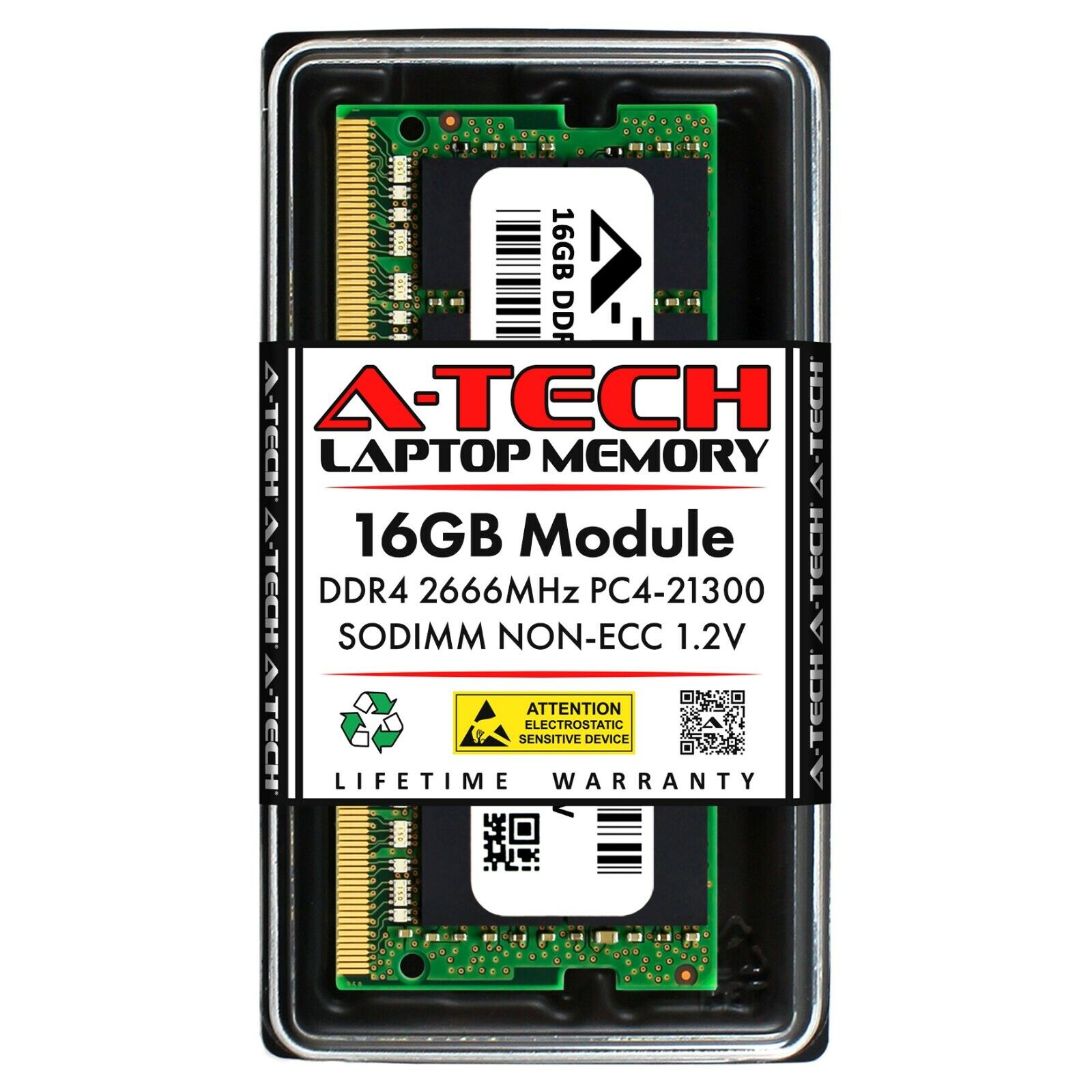 A-Tech 16GB PC4-21300 Laptop SODIMM 260-Pin DDR4 2666 Notebook Memory RAM 1x 16G