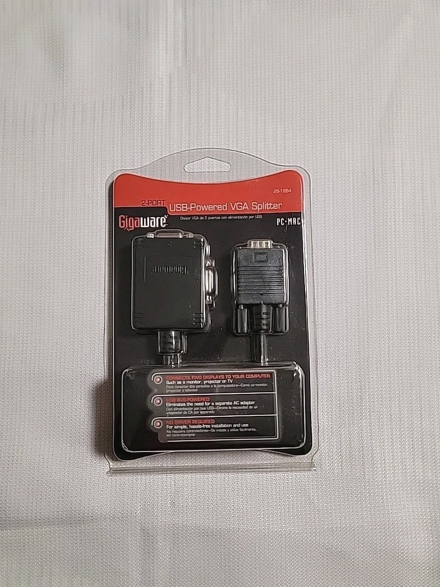 Gigawire 2 Port USB Powered VGA Tv Splitter