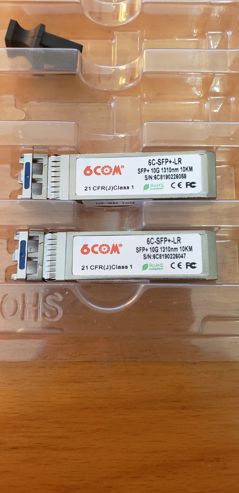 6COM Ethernet 6C-SFP+-LR Network Fiber Optic Transceiver Module 10km (pair) NEW
