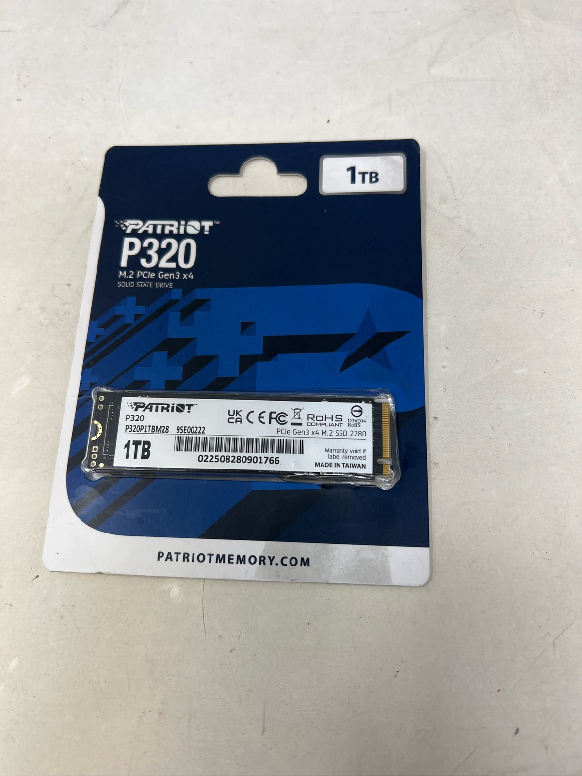 Patriot P320 1TB PCIe Gen 3x4 M.2 2280 SSD (P320P1TBM28)