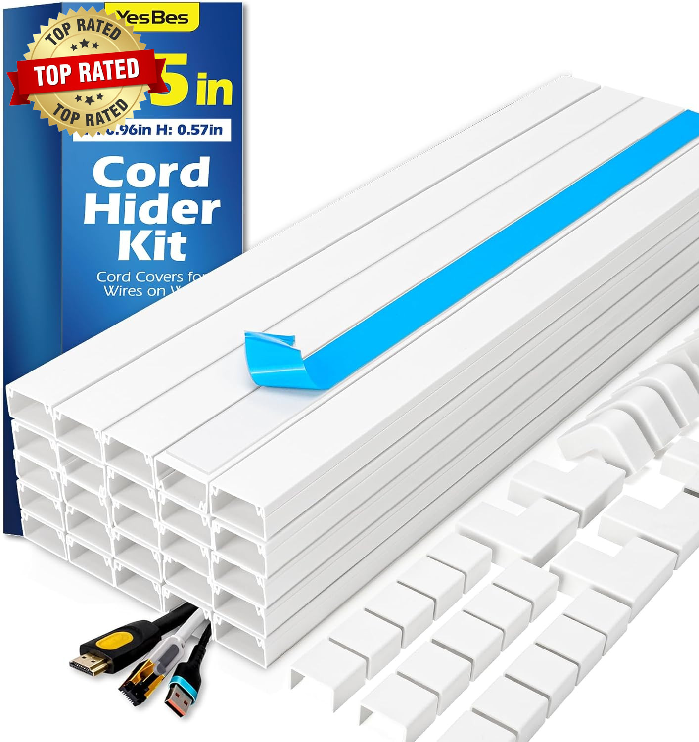 315In Cord Hider Kit, Paintable Cable Raceway, Cord Covers for Wires on Wall, Co