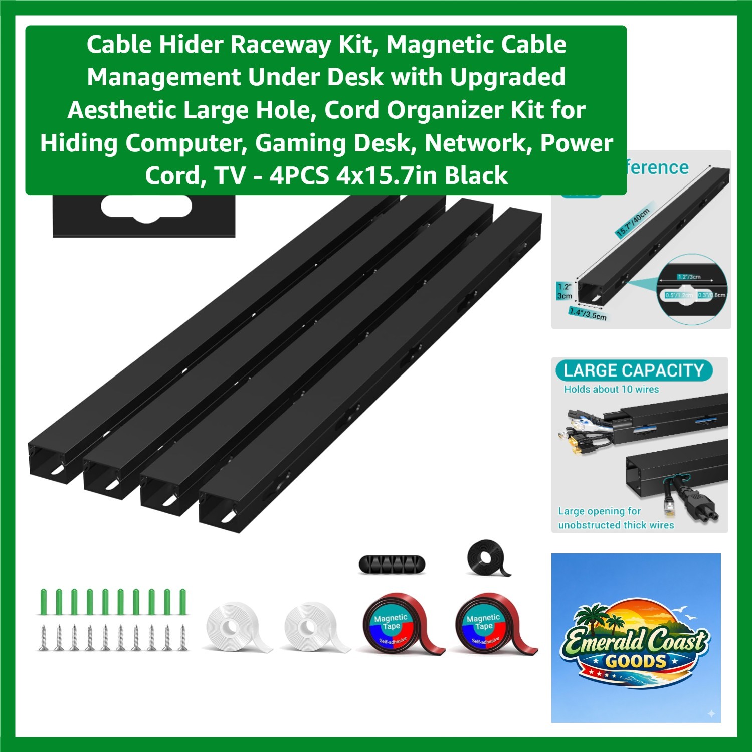 Complete Cord Management Solution: Magnetic Cable Hider with 4PCS Accessories
