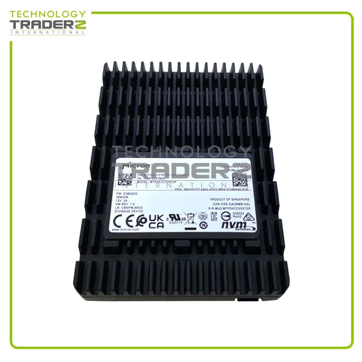 0-Hour MTFDKCC3T8TGP-1BK1DABYY Micron 7500 Pro 3.84TB TLC PCI-E NVMe 2.5” SSD