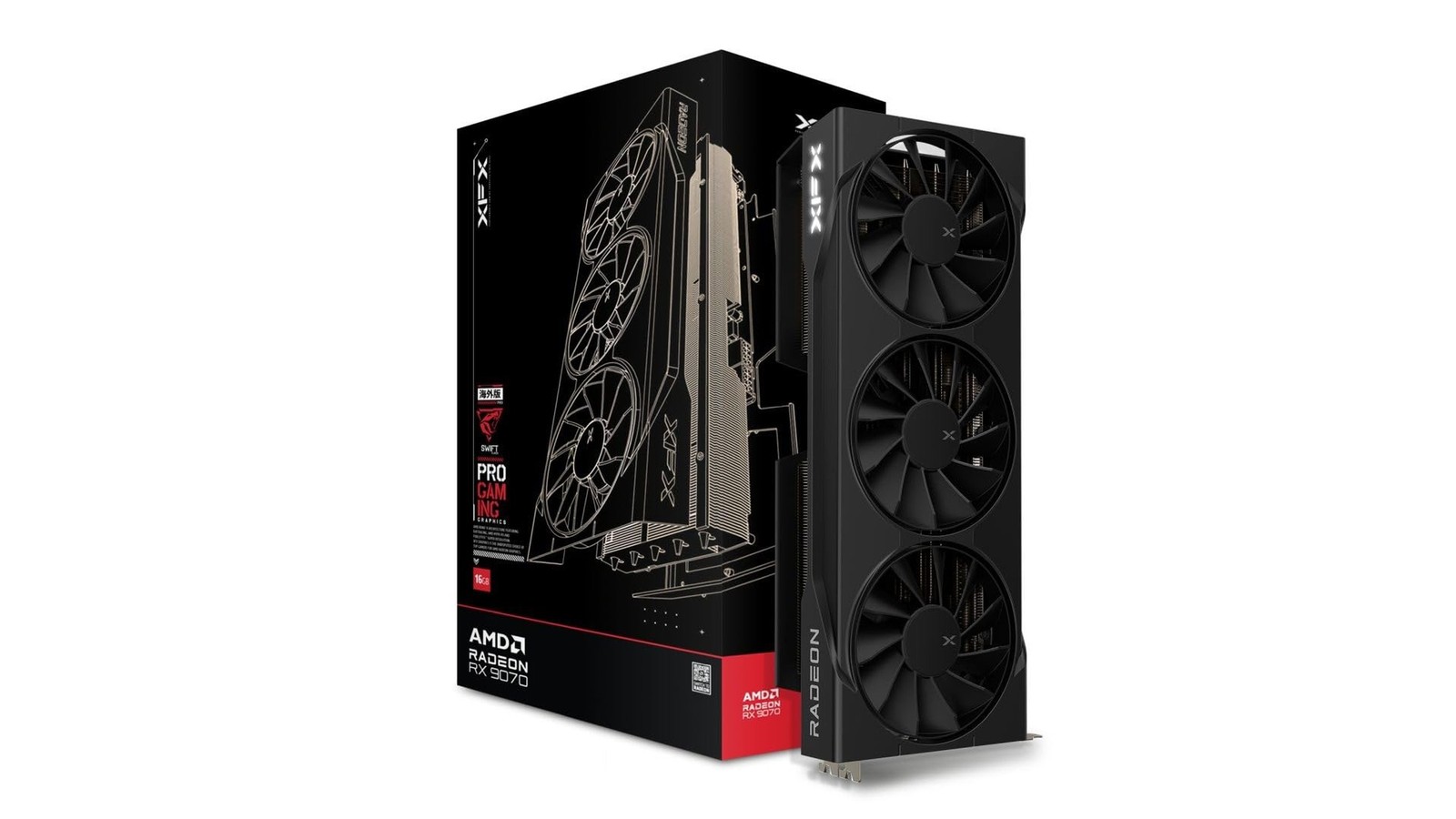 XFX Swift AMD Radeon RX 9070 OC Triple Fan Gaming Edition with 16GB GDDR6 HDM...