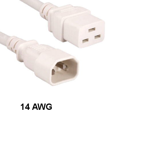 [Lot10] White 8Ft Heavy Duty Power Cord IEC-60320 C14 to C19 14AWG 15A/250V PDU 