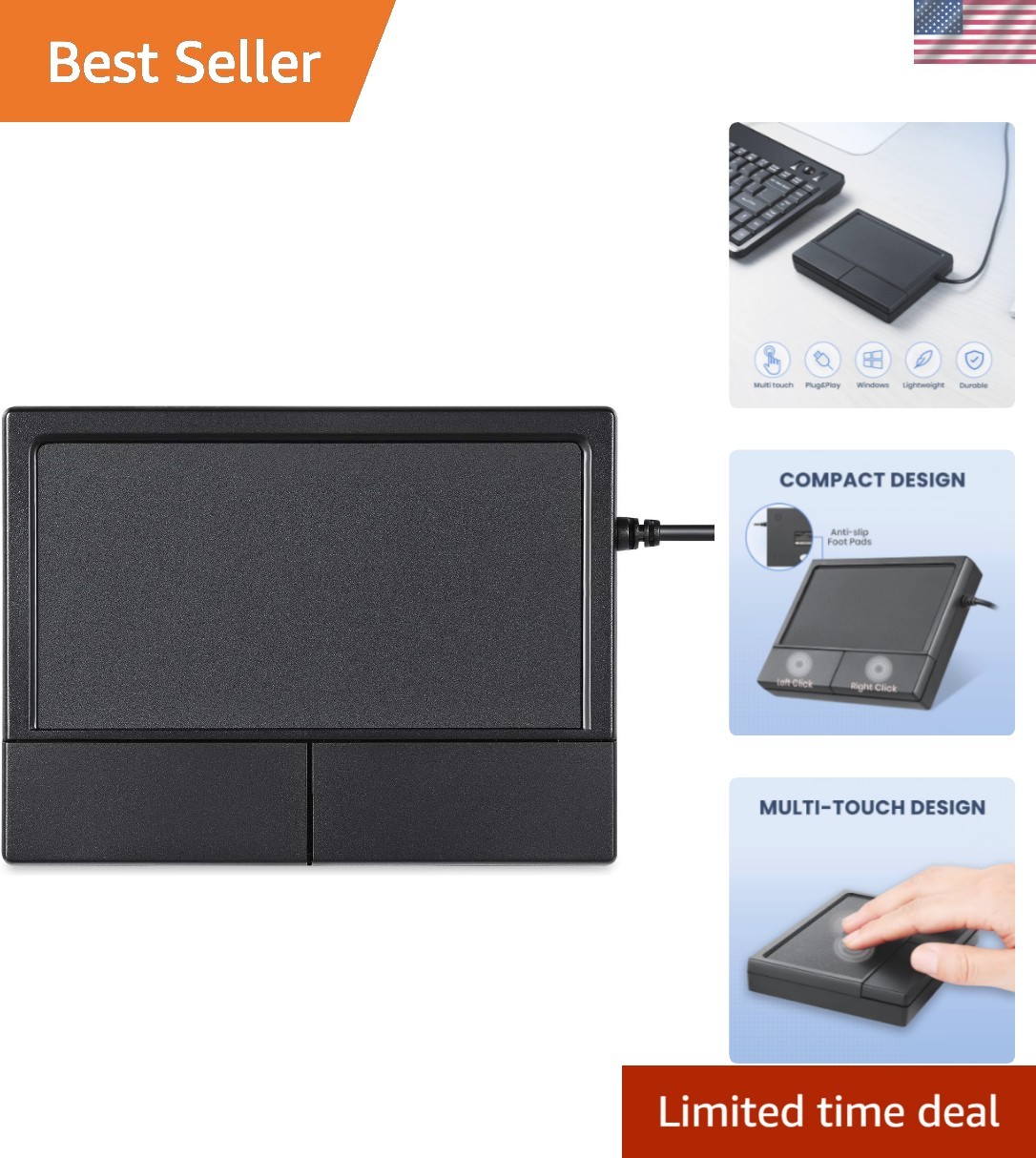 PERIPAD-504 Wired USB Touchpad, Portable Trackpad for Desktop and Laptop User...