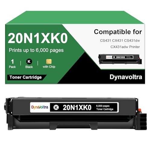 20N1XK0 Black Toner Cartridge with Chip for Lexmark CS431 Printers (6,000 Pages)