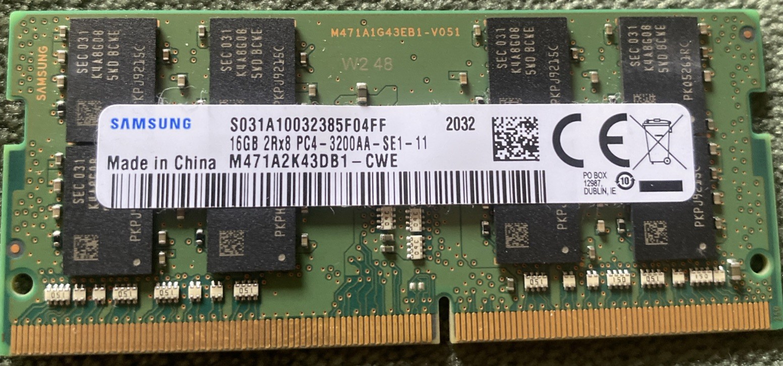 Samsung 16GB 2RX8 PC4-3200AA-SE1-11 M471A2K43DB1-CWE Memory RAM
