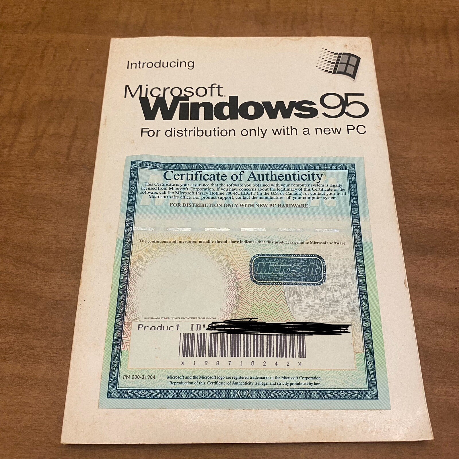Microsoft Windows 95 Booklet/Manual With Certificate Of Authenticity Only No CD
