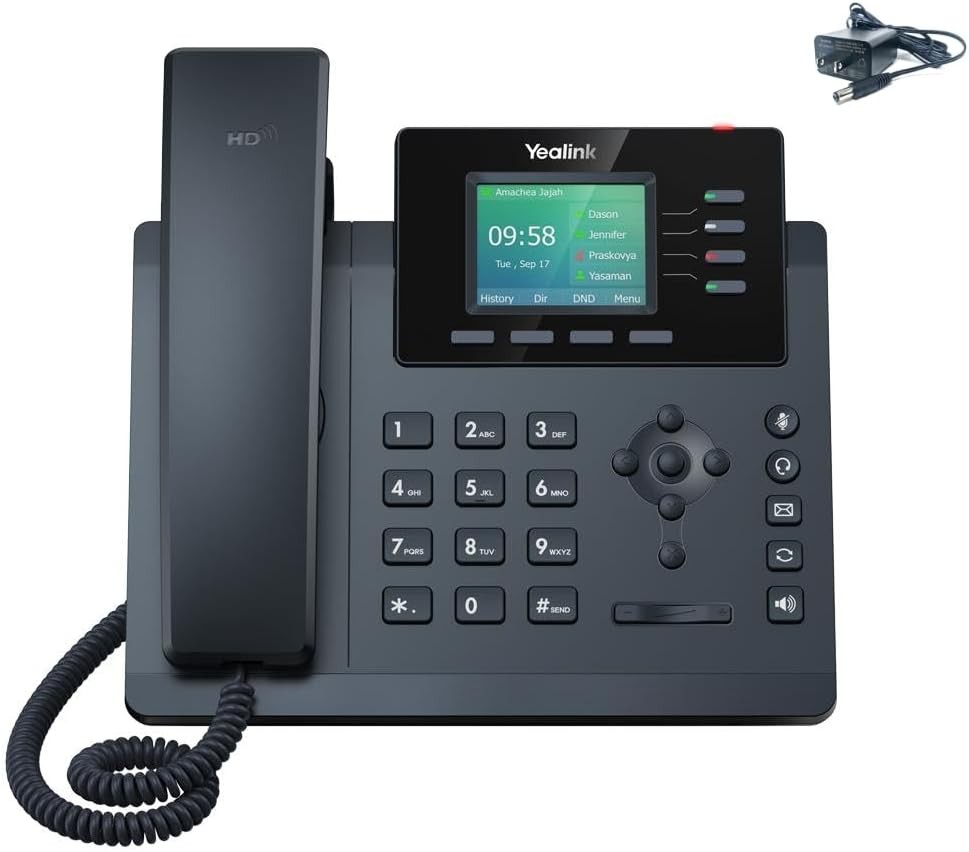 Yealink SIP-T34W WiFi IP Phone - Power Adapter Included - 4 VoIP Accounts.