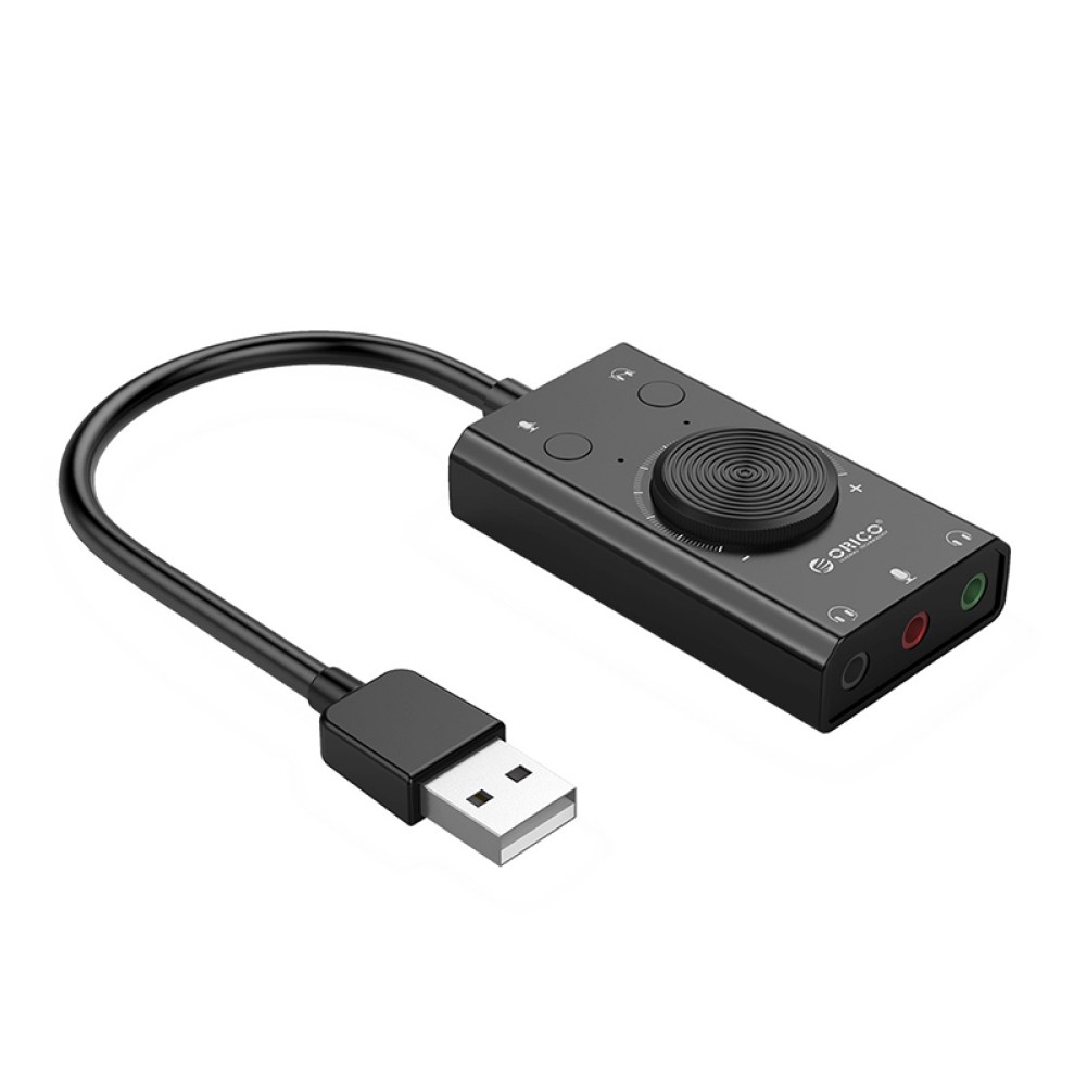New ORICO USB Sound Card For Microphone Earphone 2 in1 With 3 Port Output Volume