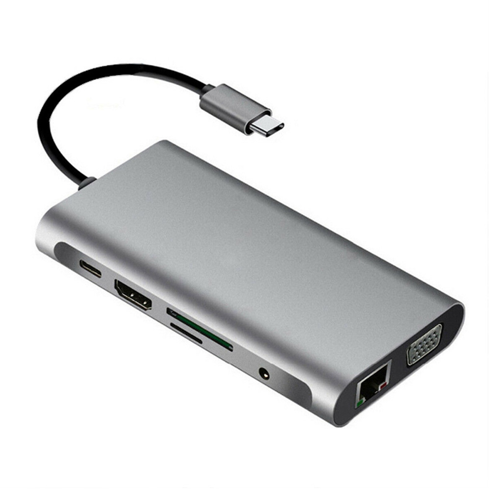 10 in 1 USB Hub Charging Dock Type C HDMI VGA TF RJ45 PD Multi Port Adapter A
