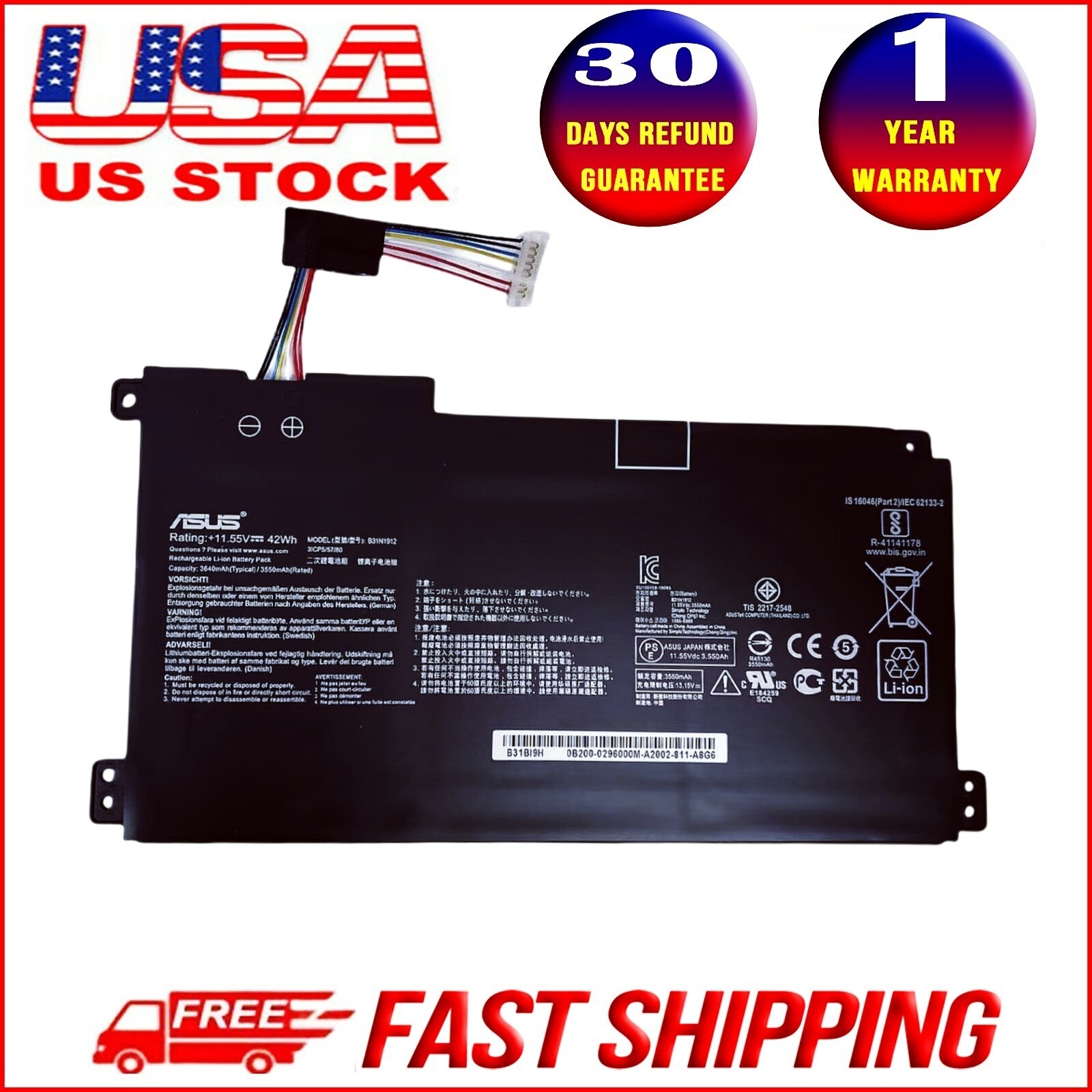 B31N1912 C31N1912 Genuine Battery for ASUS VivoBook14 E410M E410MA E510M L410MA