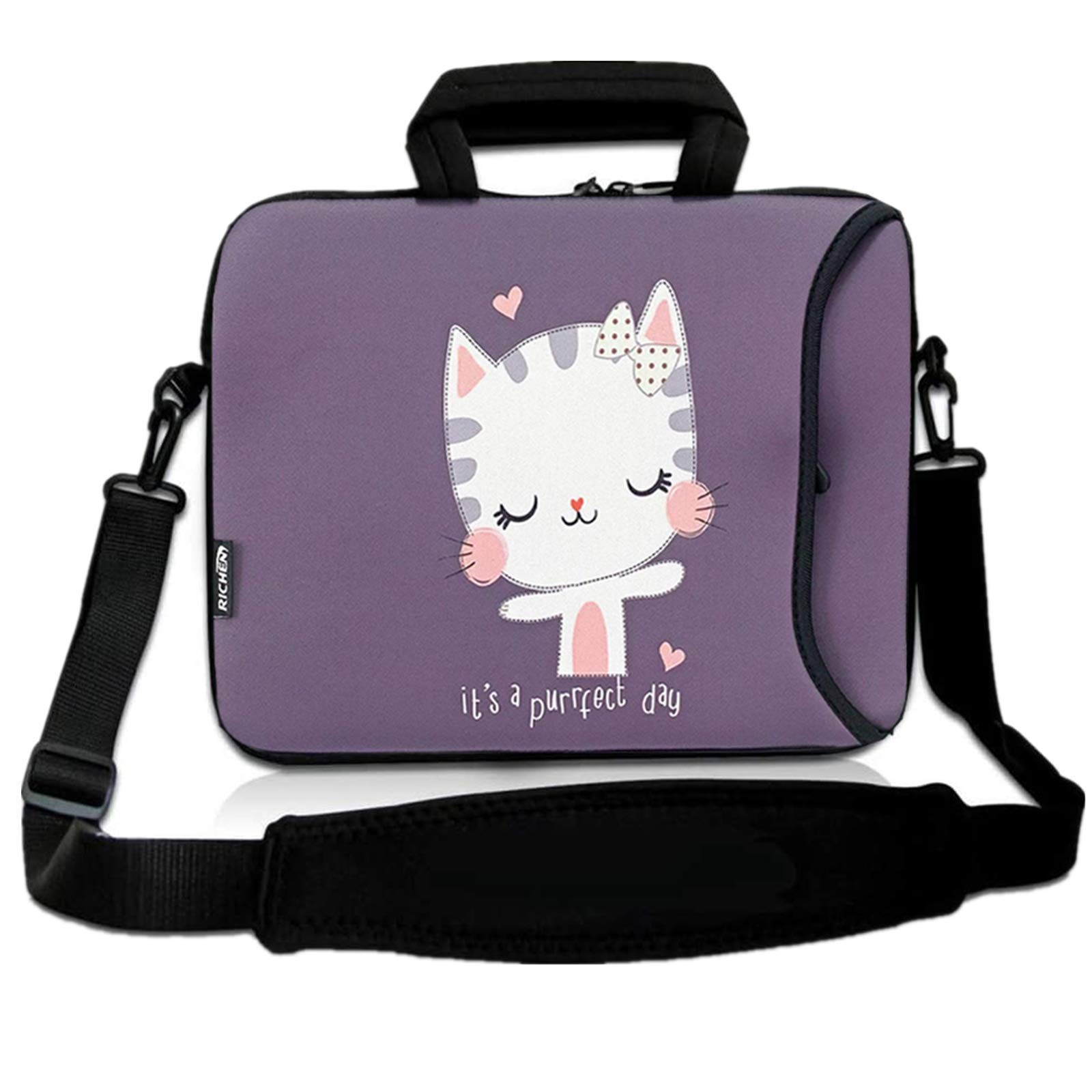 1415.6 Inch Laptop Shoulder Bag Notebook Handle Sleeve Cute Cat Print