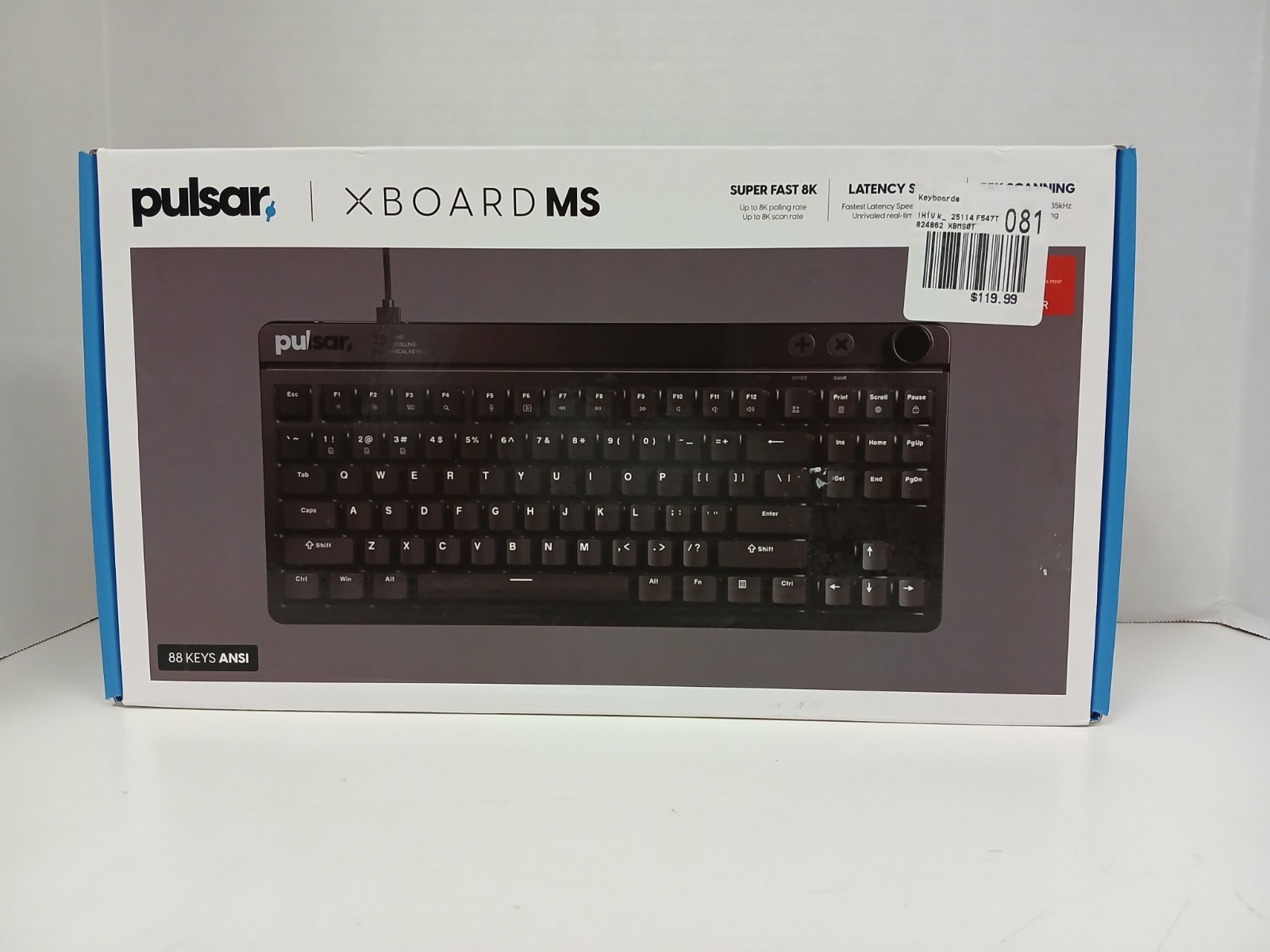 Pulsar XBoard MS XBMS01 8K 88 Key Wired Keyboard, Black   *READ*