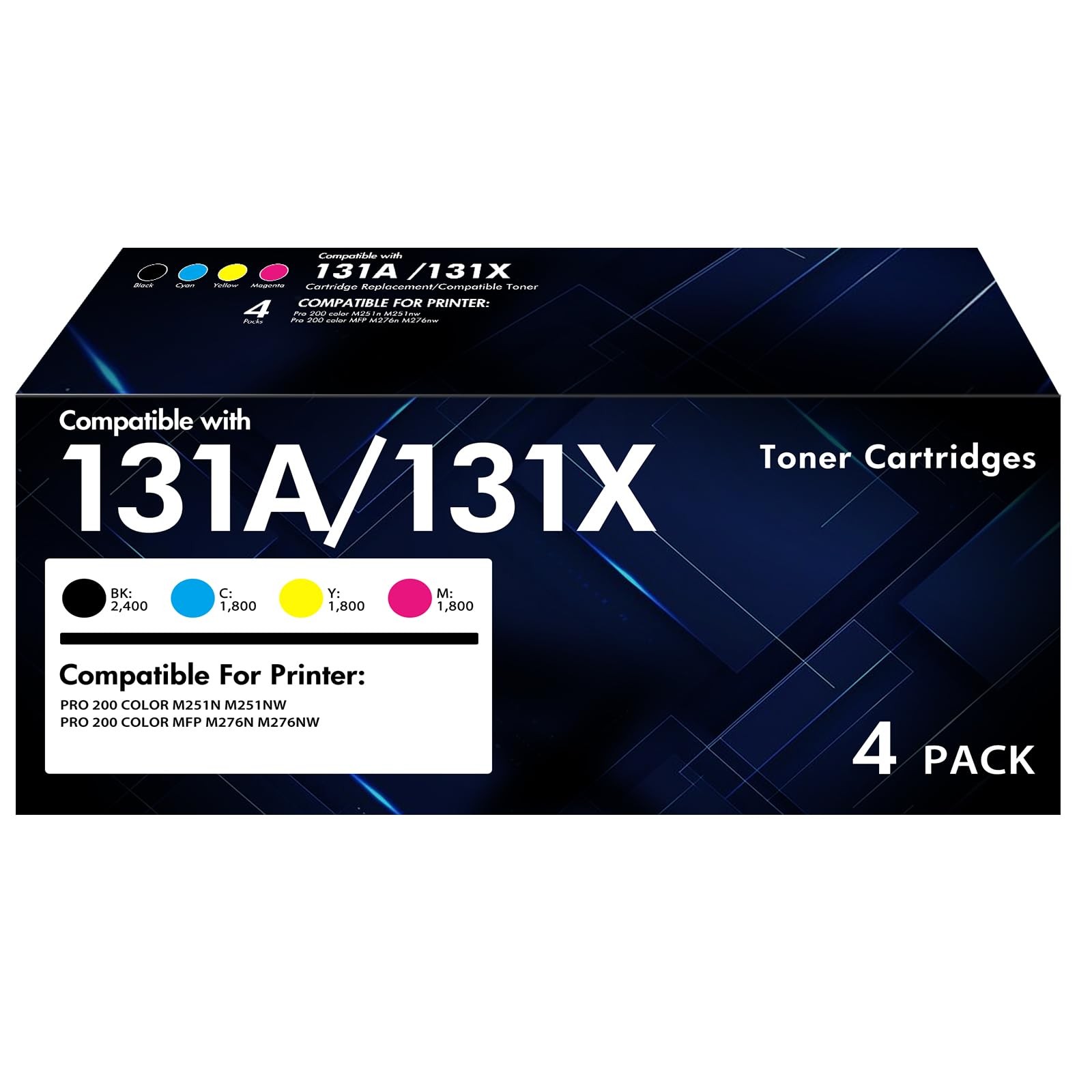 131A 131X Toner Cartridge 4 Pack High Yield, 131x black cyan yellow magenta