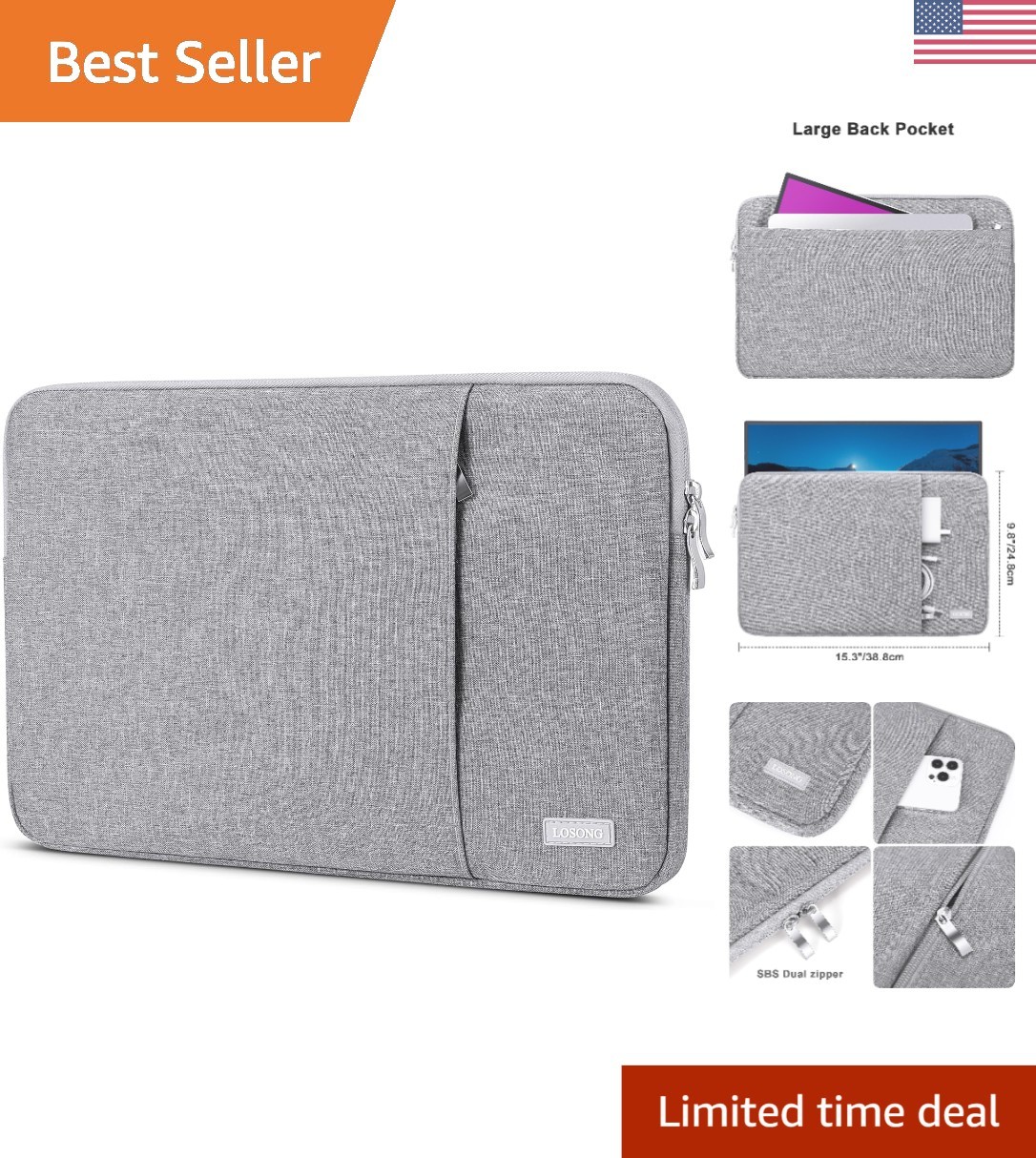 Universal Portable Monitor Sleeve for 15.6 Inches - Waterproof & Slim Design