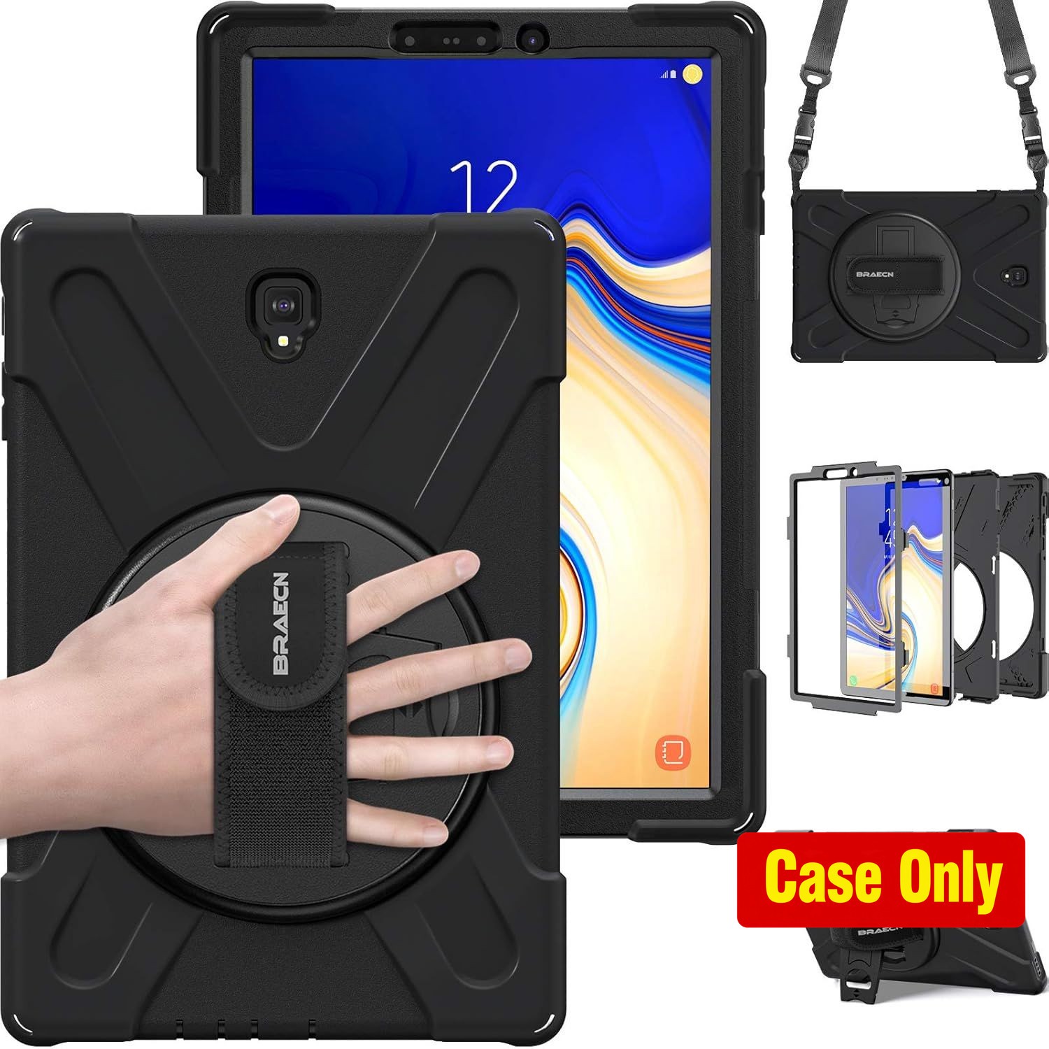 Galaxy Tab S4 10.5" Case - Heavy Duty Shock-Proof with 360° Kickstand & Strap