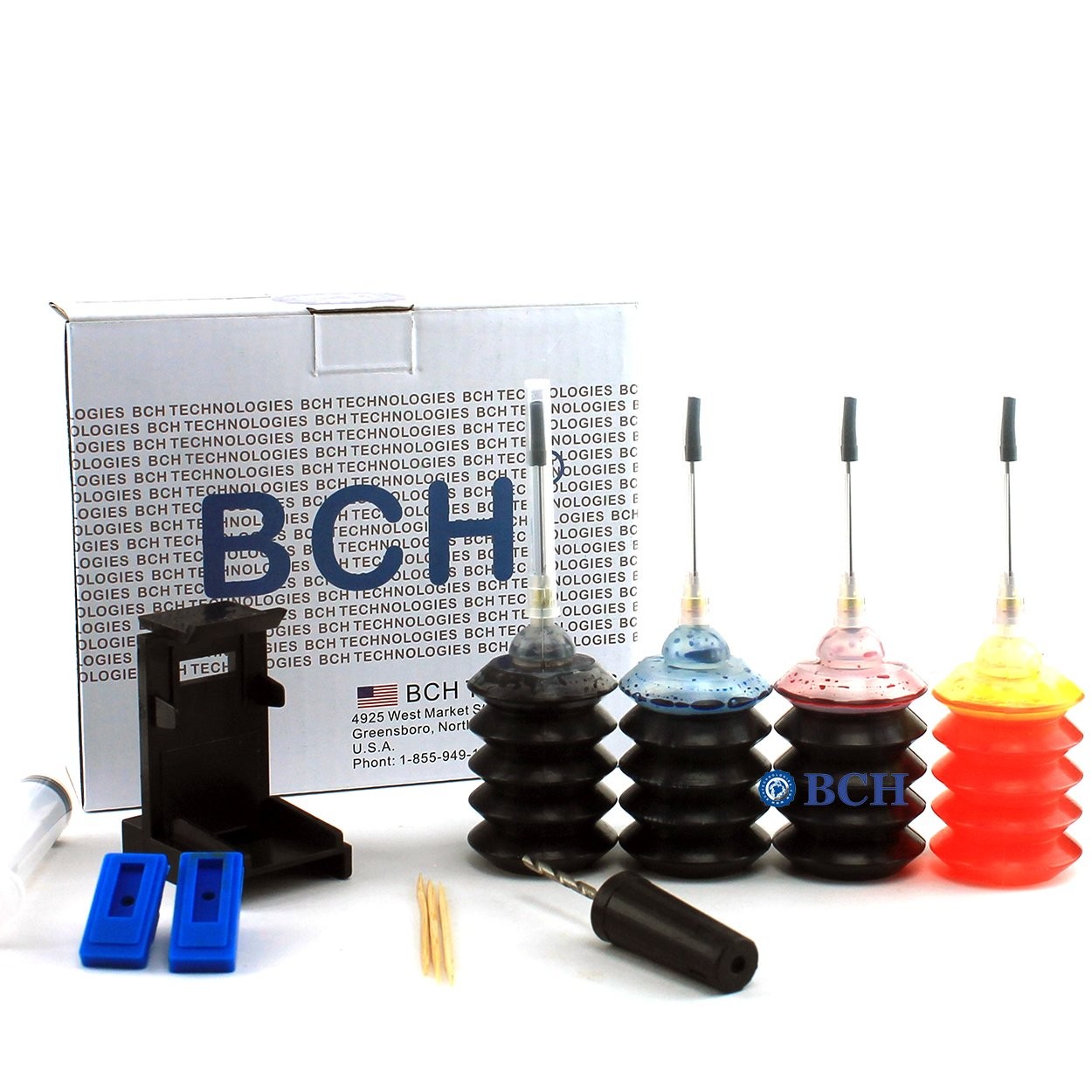 Bch Ink Refill Kit For Hp Cartridges Complete Diy System With Tools And Inks