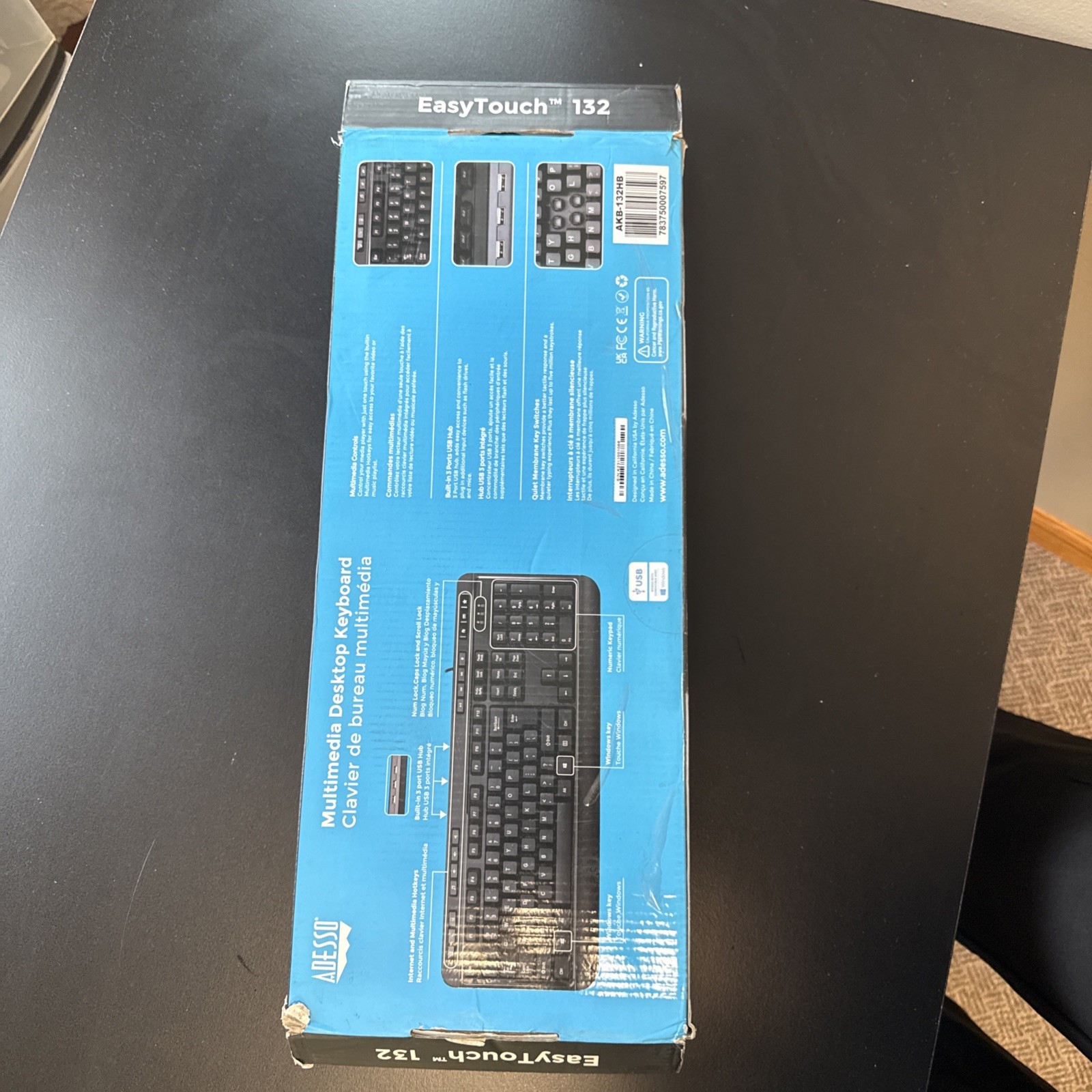 Adesso AKB-132PB Multimedia Desktop Keyboard, Black