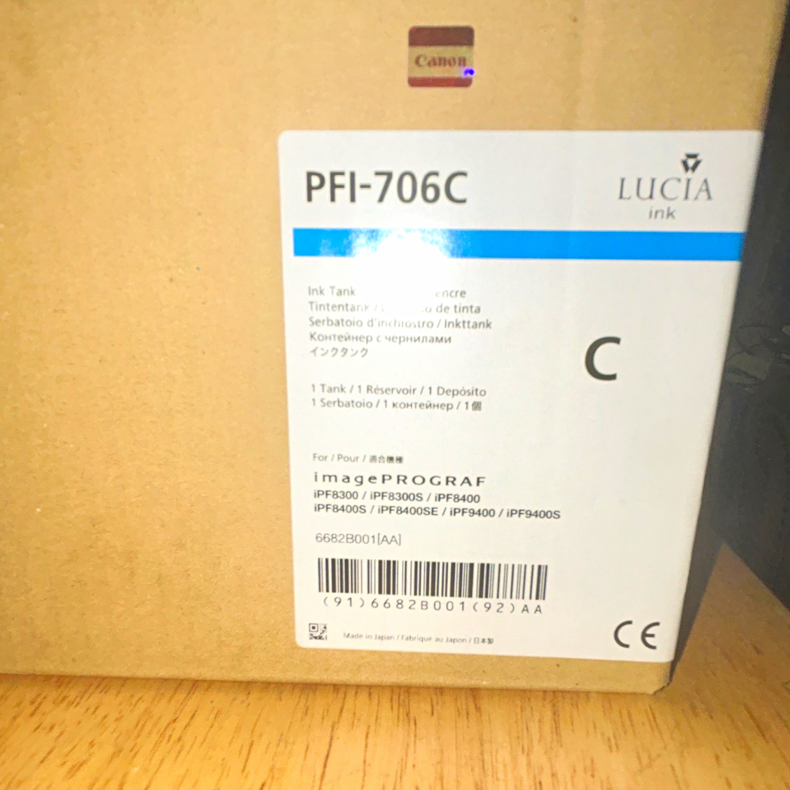 Canon PFI-706C LUCIA Cyan Genuine Ink Tank for imagePROGRAF iPF8300 iPF8400
