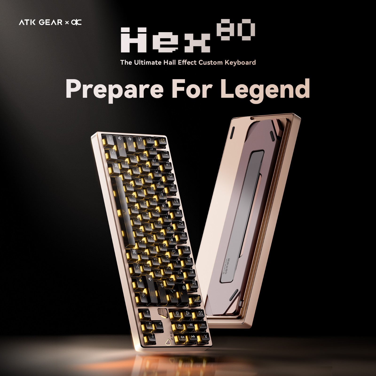 ATK × QK Hex80 TKL Hall Effect Magnetic Switch Gaming Keyboard CNC Aluminum Gold