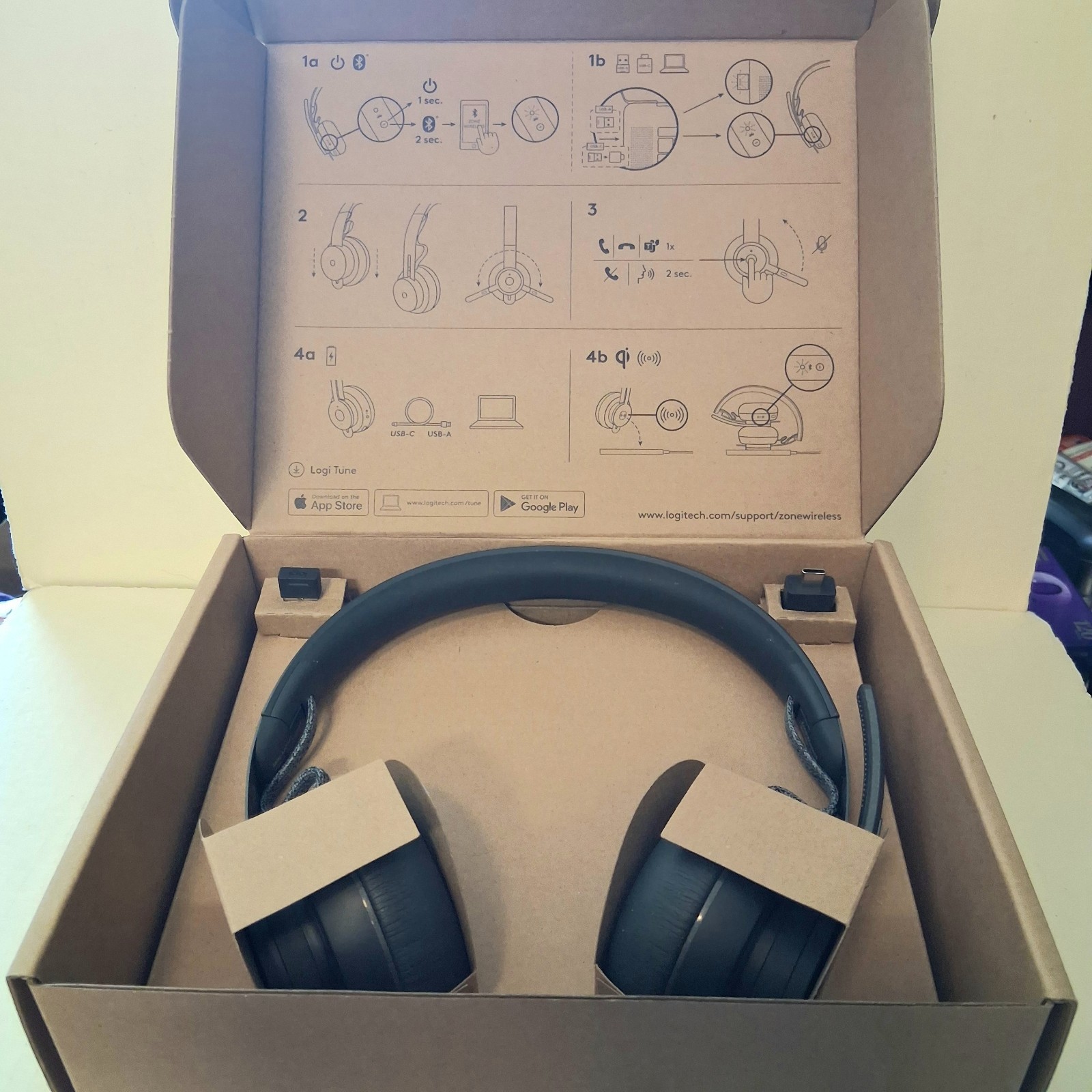 SEALED Logitech Zone Wireless Headset 981-000853 Bluetooth w/ USB Dongle
