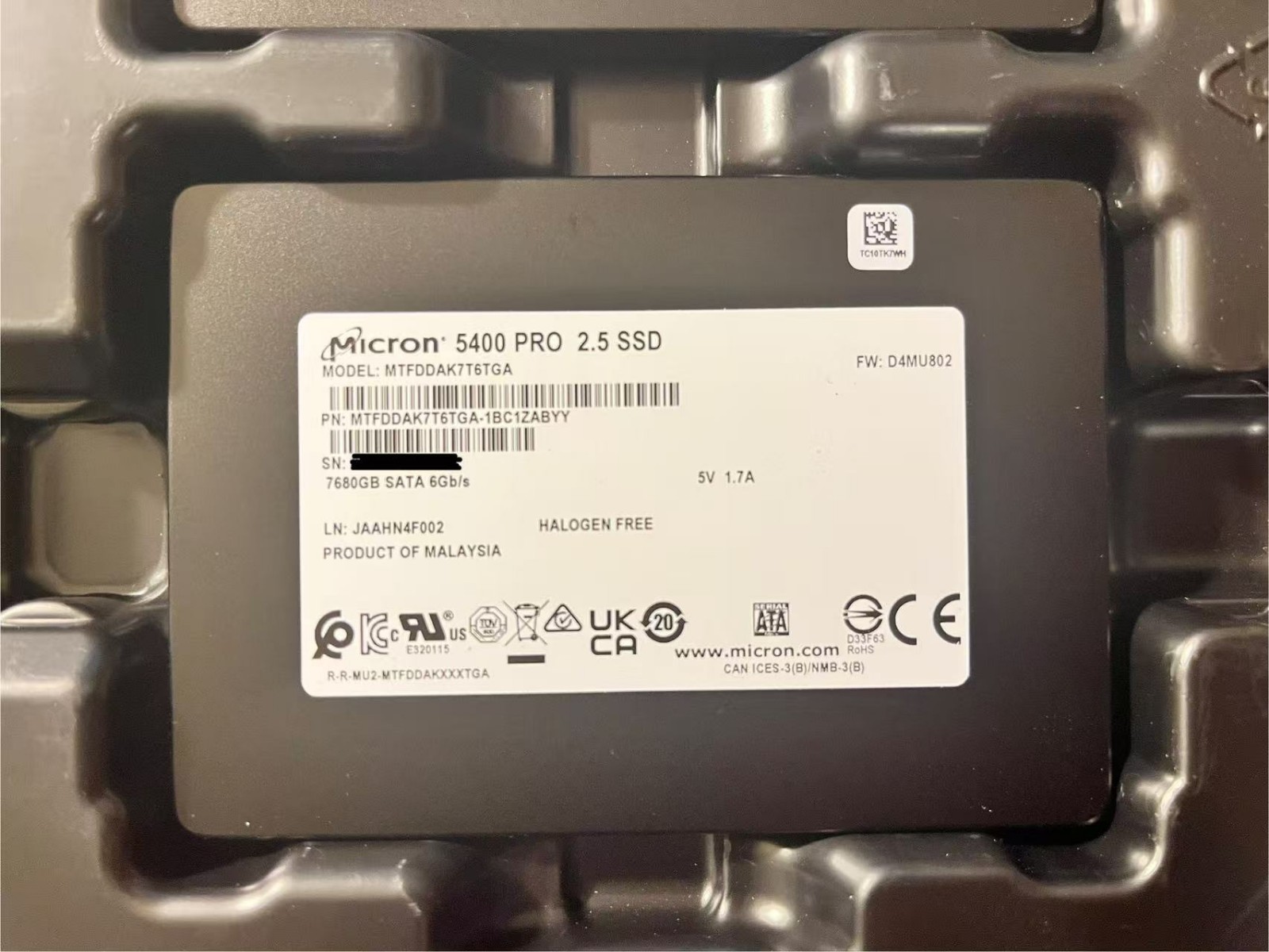 Micron 5400 PRO 2.5" 7.68TB Solid State Drive (MTFDDAK7T6TGA-1BC1ZABYY)