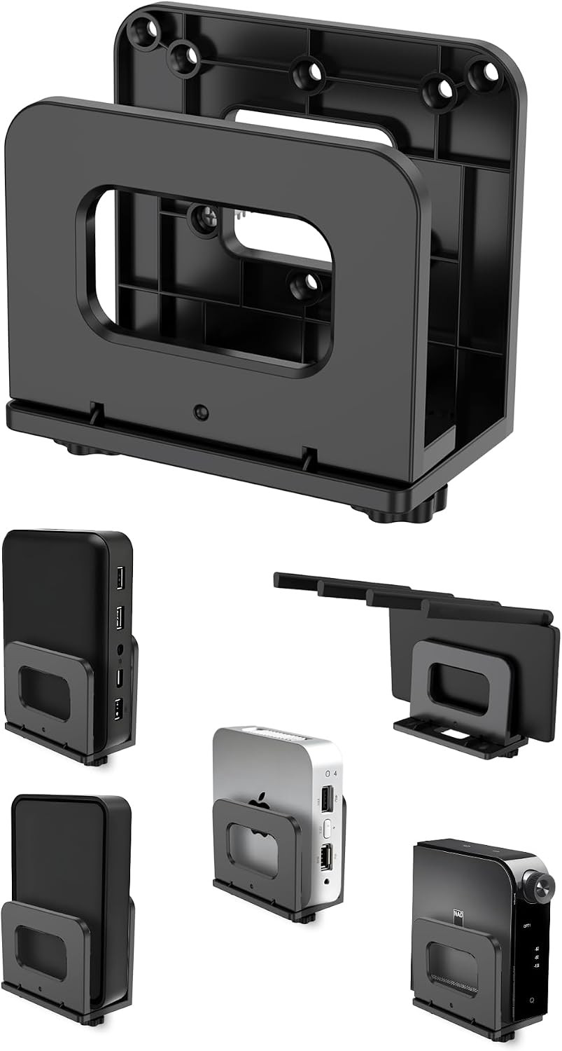 Soporte de Pared Ajustable para Mini PC Router Wifi Estante Flotante Negro 1 Pza