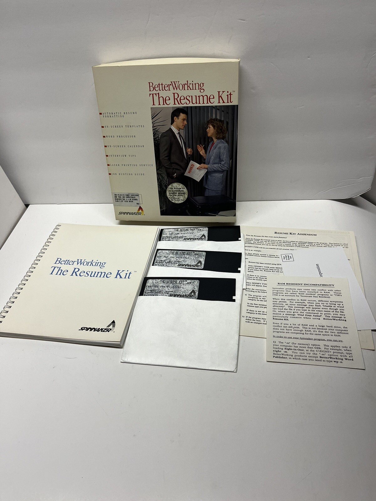 Spinnaker Resume Kit IBM PC Tandy 5.25 with User Guide BX-RKT Vintage 1988