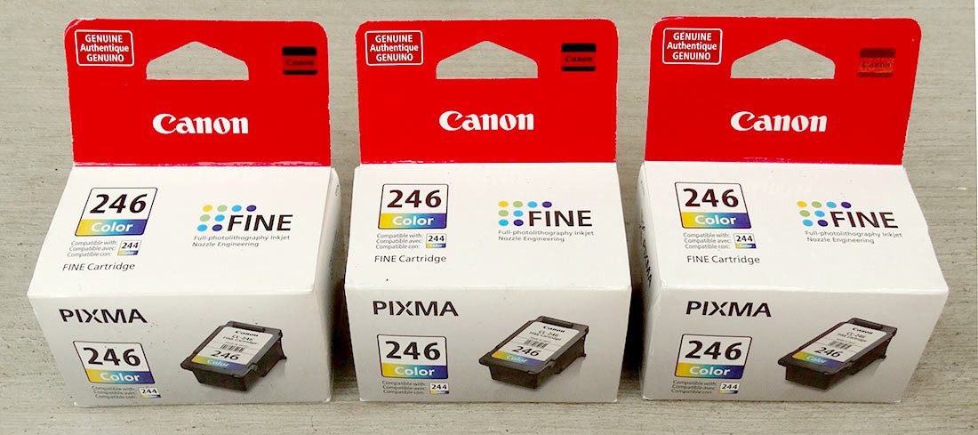 Canon Pixma Genuine 246 Color Printer Ink Cartridge X 3 Three Factory-Sealed