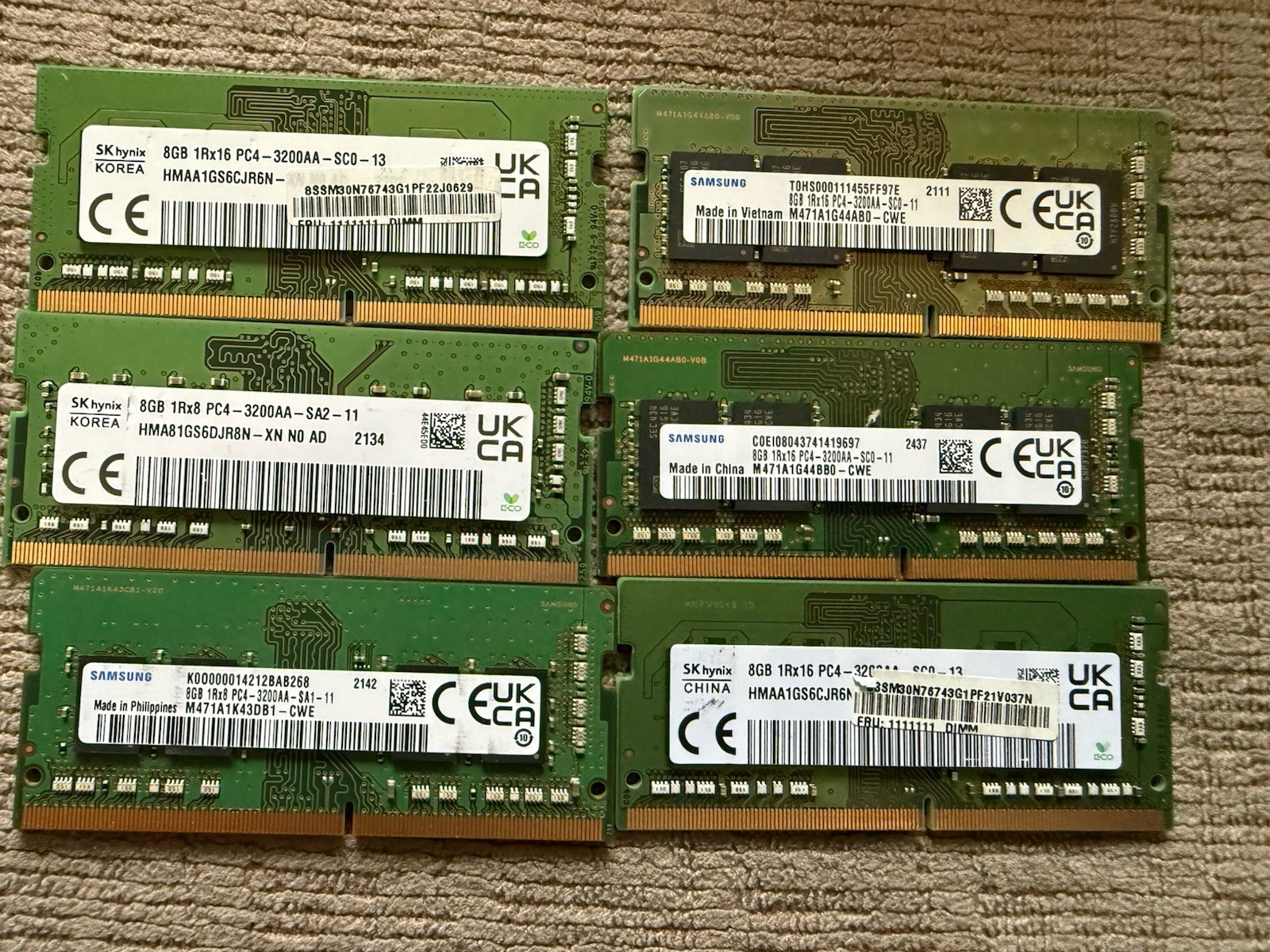 DDR4 Laptop RAM 8GB  3200 Lot Of 31 Units Mix Brands