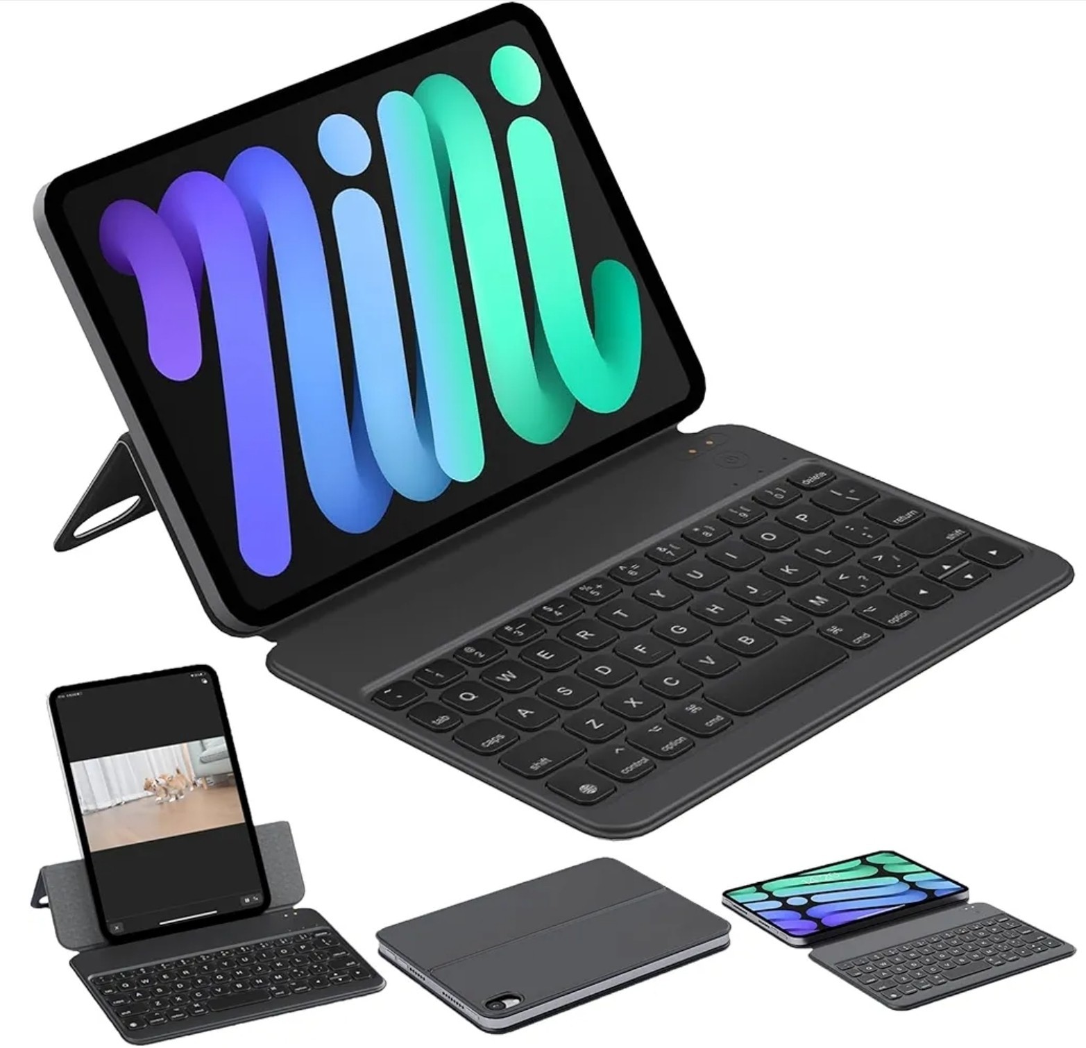 HOU Keyboard Case for iPad Mini 7/6 Bluetooth Folio Keyboard, 8.3-inch iPad Mini
