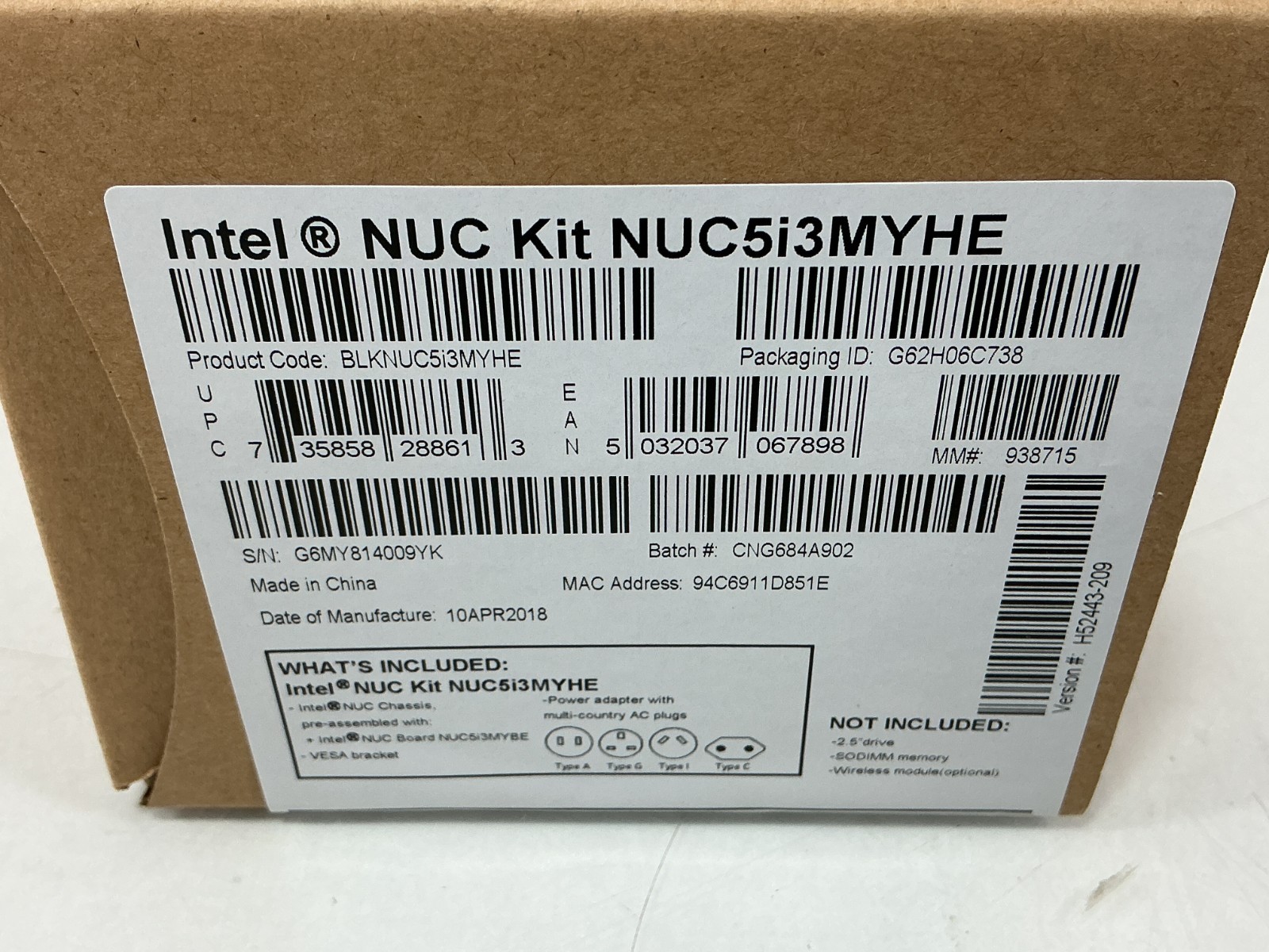 Intel NUC5I3MYHE i3-5010U Mini PC 2x mDP USB 3.0 - BLKNUC5I3MYHE