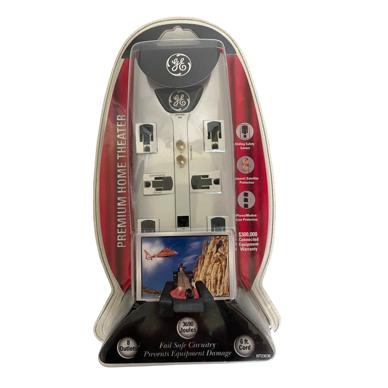 New Sealed GE Outlet Premium Surge Protector Phone Coax Protection 3690 Joules