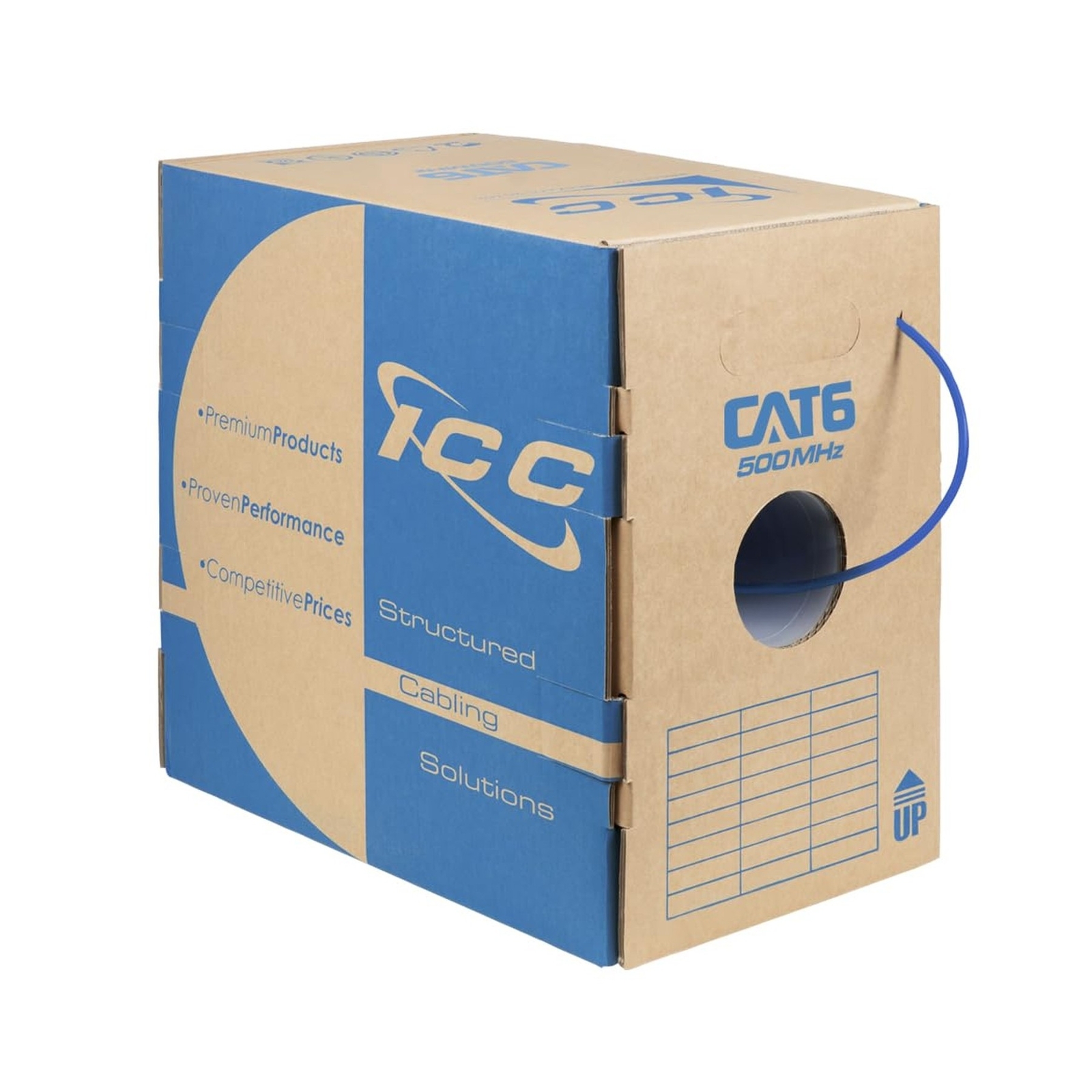ICC Cat6 Riser 1000ft - UTP 23AWG, 100% Solid Pure Copper, Unshielded CMR, Bu...