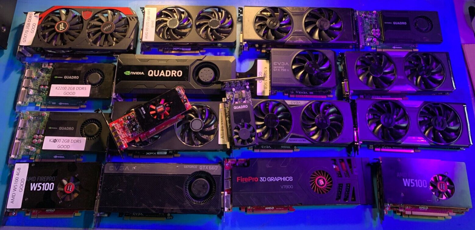 **LOT OF 18** Assorted Graphics Cards - ALL TESTED AND WORKING