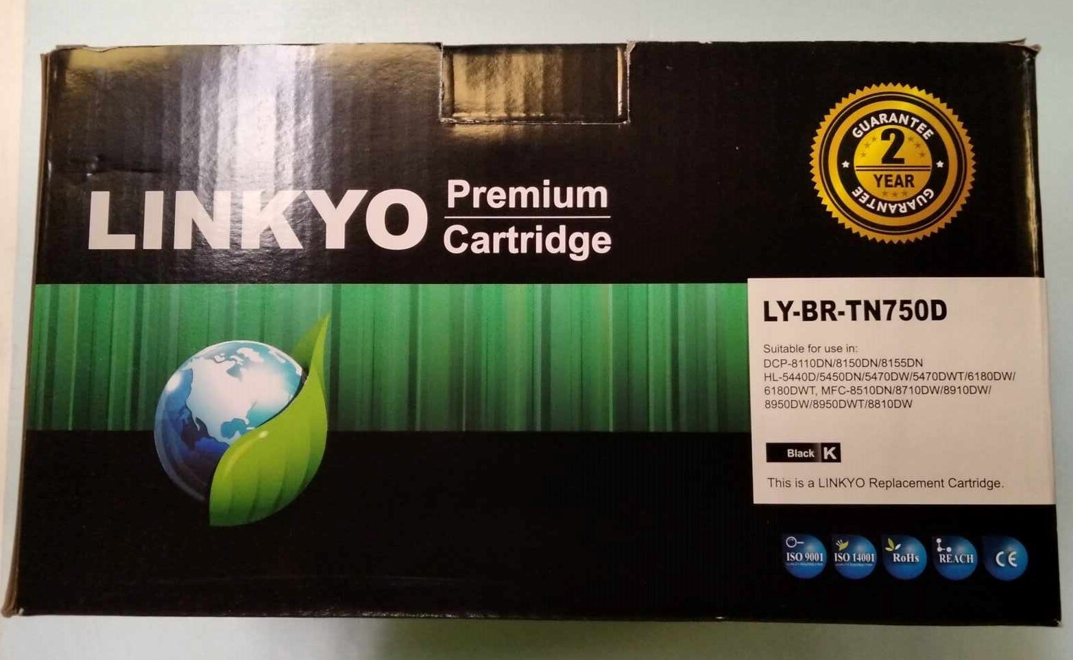 (2 Pack) LINKYO Compatible Black Toner Cartridge for Brother TN750 TN-750 TN720