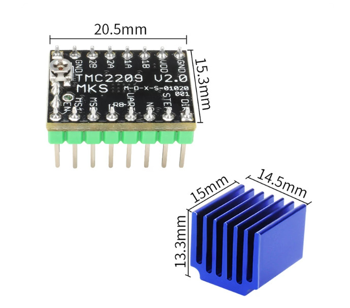 3D Printer TMC2209 Stepper Motor Driver v2.0 256-Step Silent Mode