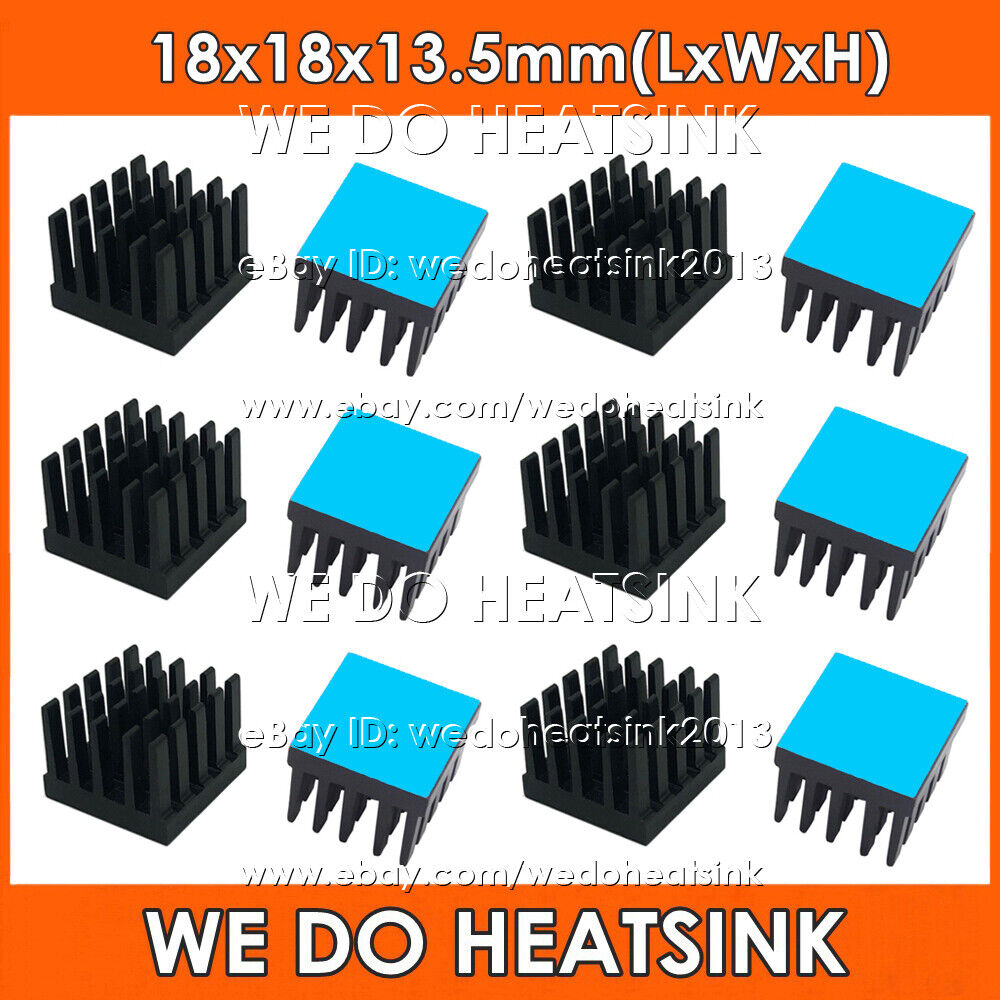 18x18x13.5mm Black Anodized Heatsink Radiator Cooler With Thermal Pad for CPU IC