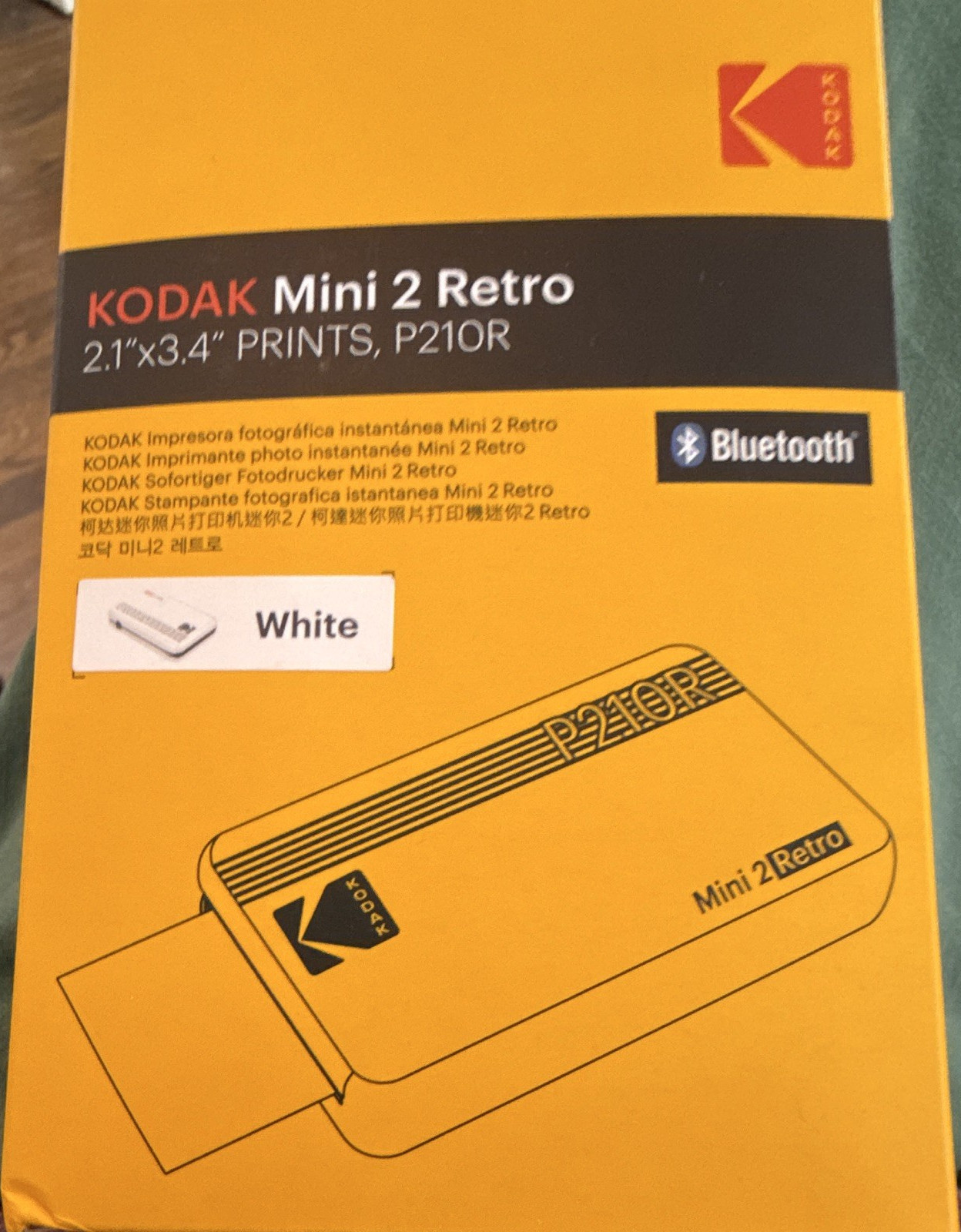 Kodak Mini 2 Retro Bluetooth Portable Dye-Sub Color Photo Printer P210R White