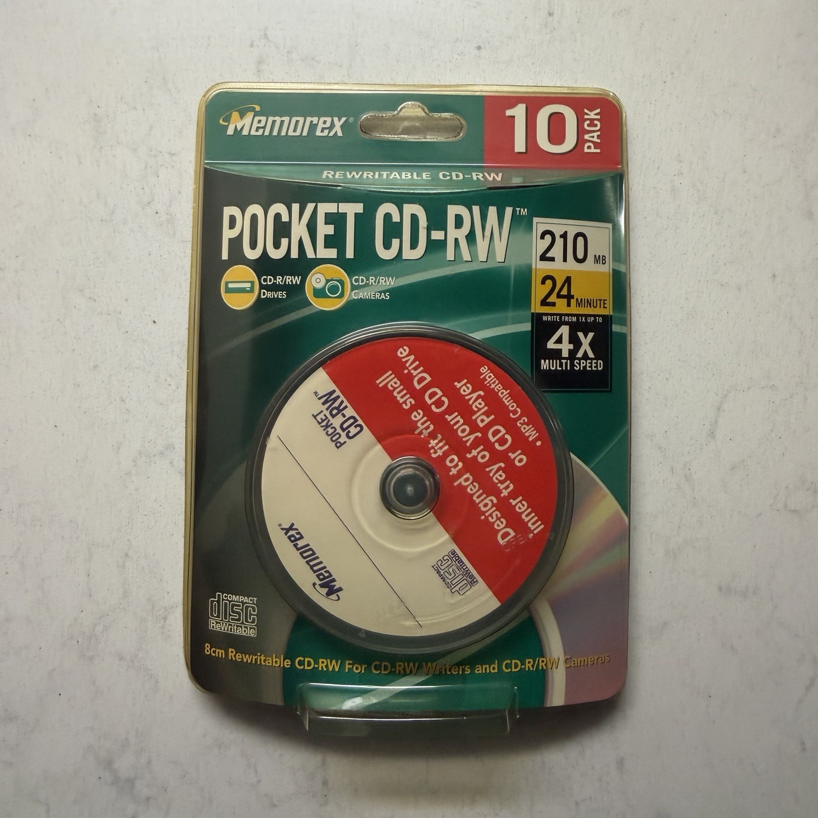 Memorex 10 Pack 3” 8 Cm Pocket CD-RW Blank 210MB 24Min For CD-R/RW Drive Cameras