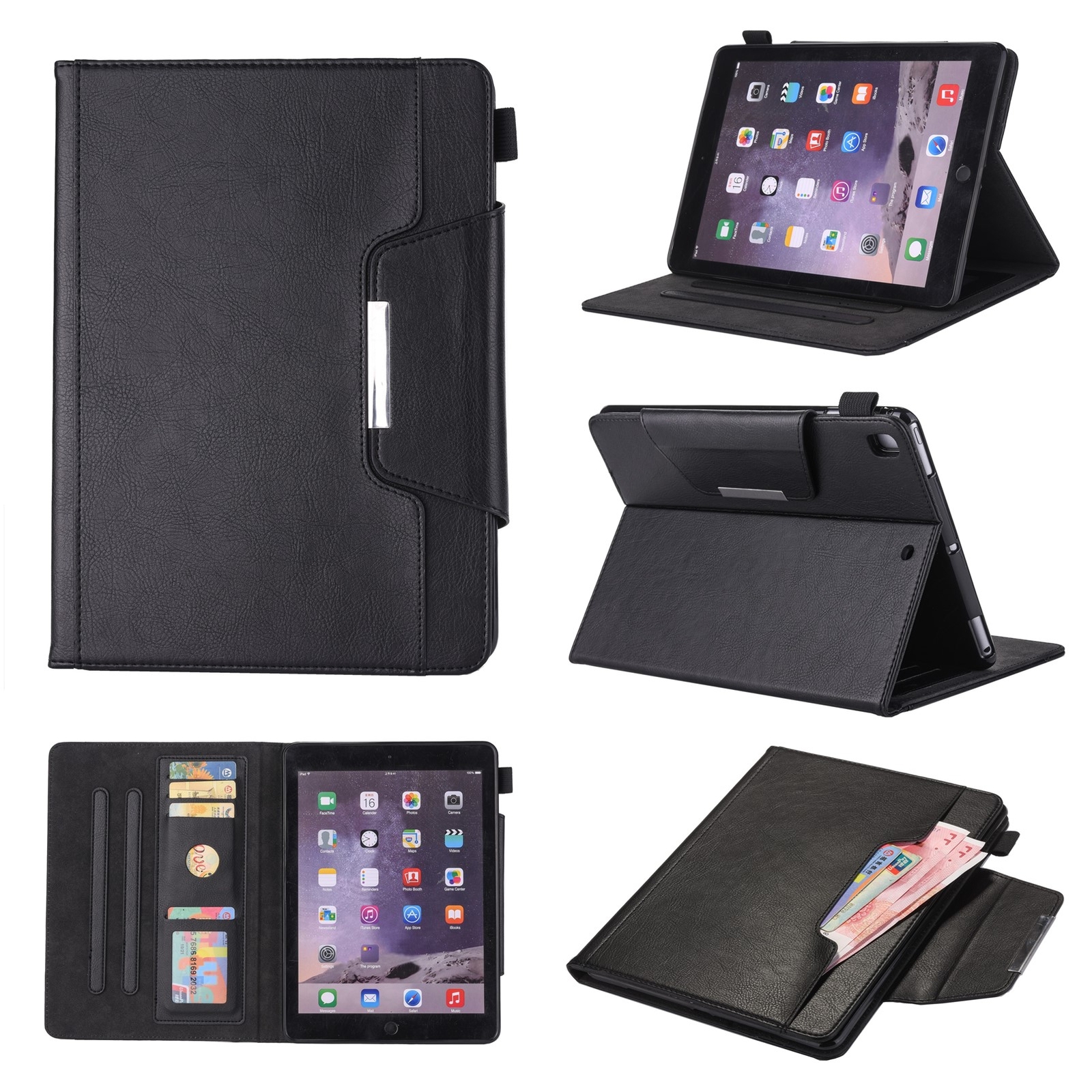 For iPad 5th 6th 7th 8th 9th Gen Pro 11" M4 Leather Wallet Cover Stand Flip Case