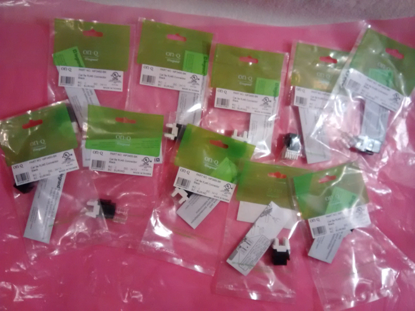 10 NEW On-Q Legrand WP3450-BK Cat 5e RJ45 Connector Black  Data/ Phone Jack