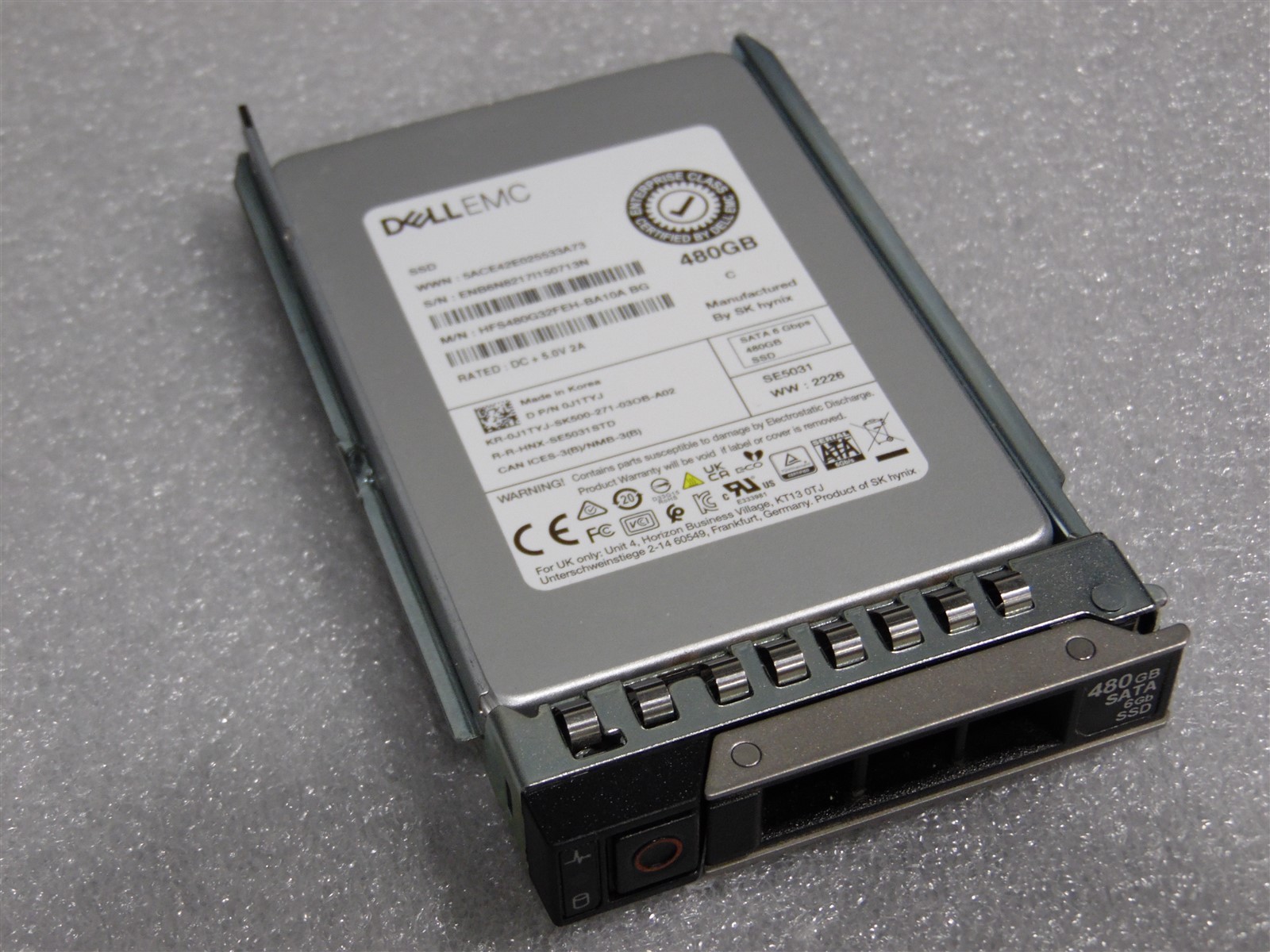 480GB 6G DELL SSD SATA 2.5" HDD R740 R750 R760 SERVER J1TYJ HFS480G32FEH