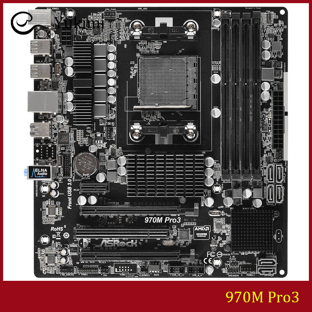FOR ASROCK 970M Pro3 AMD AM3 DDR3 64GB Micro ATX Motherboard Test OK