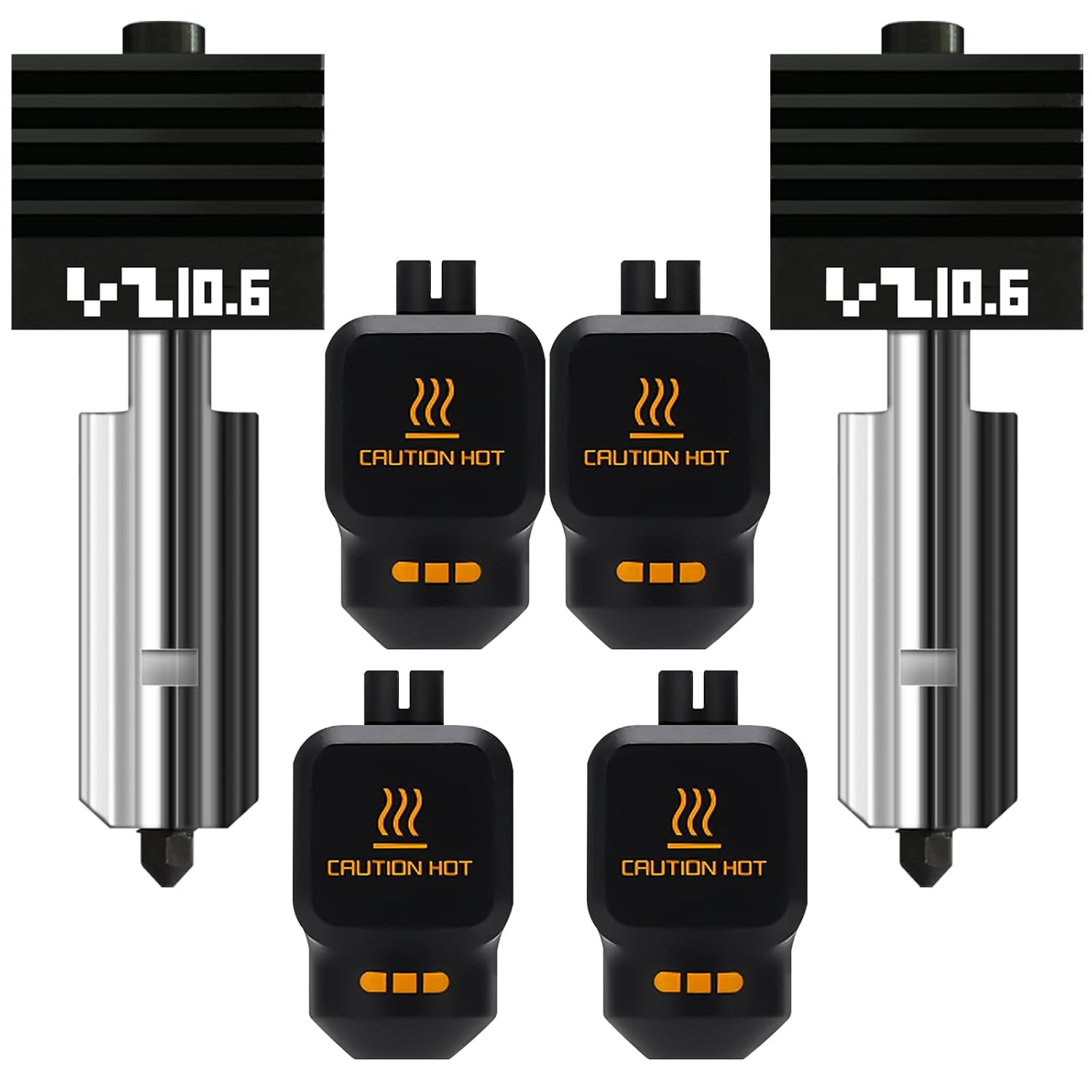 2-Pack Upgraded 0.6MM Hotend kit for Bambu lab P2S/X2D/H2D/H2S/H2C（4-PK Silicone