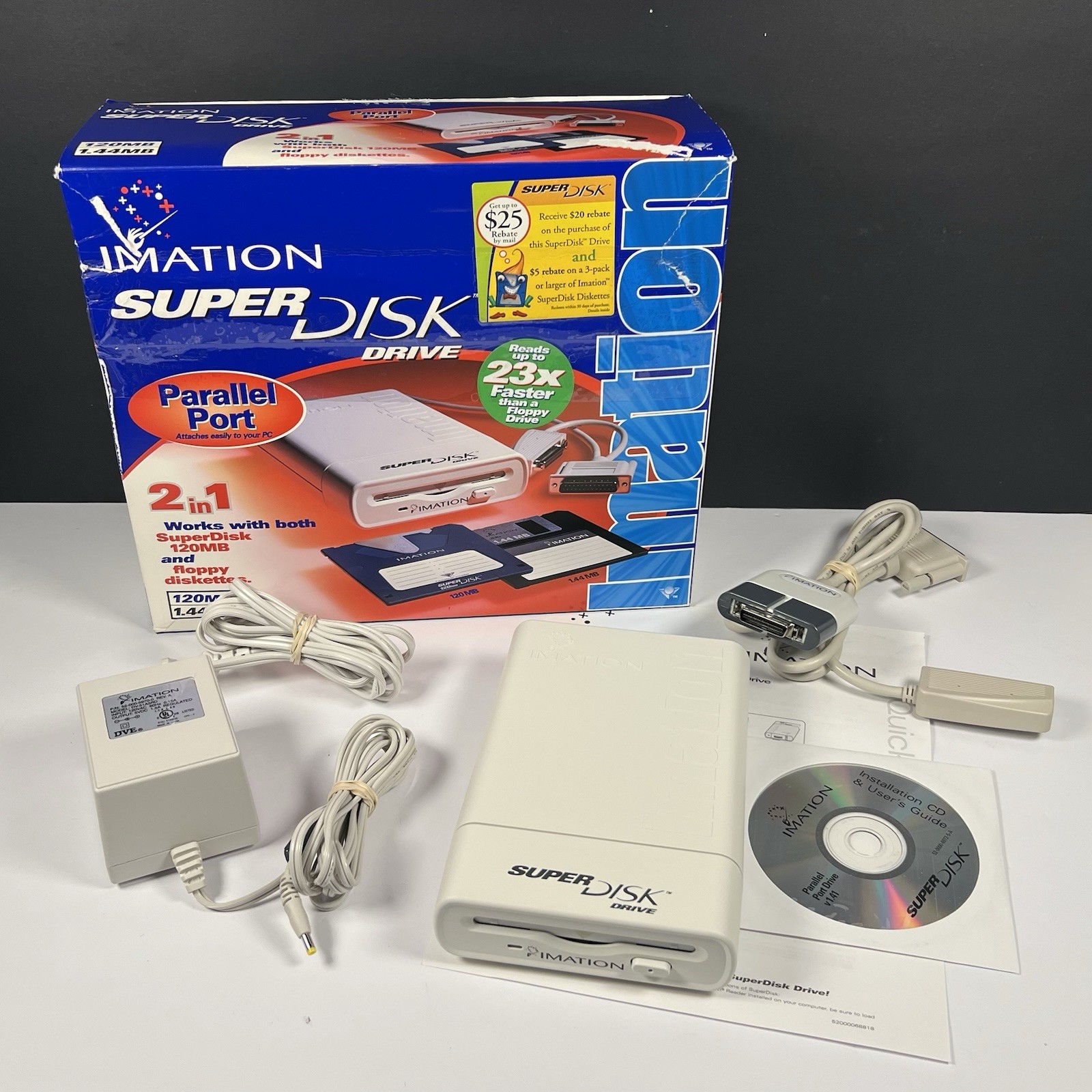 Imation Super Disk Drive 120MB Parallel Port External Drive for Windows SD 120
