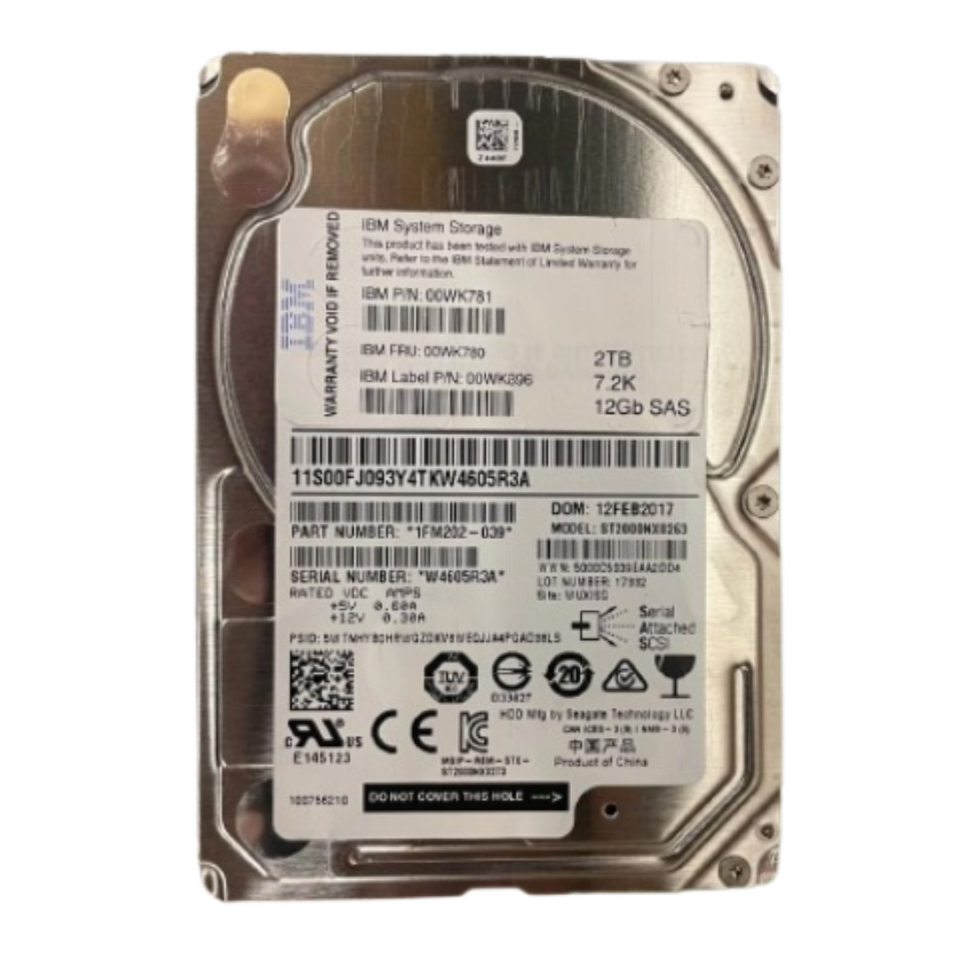 IBM Lenovo 2TB 7.2K SAS 12Gb/s 2.5" SFF Enterprise HDD 00WK780 00WK781
